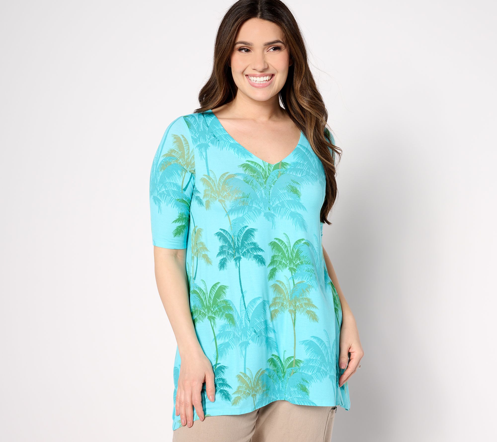 Belle Beach by Kim Gravel Rayon Spandex Haute Tropics Elbow Slv Tunic