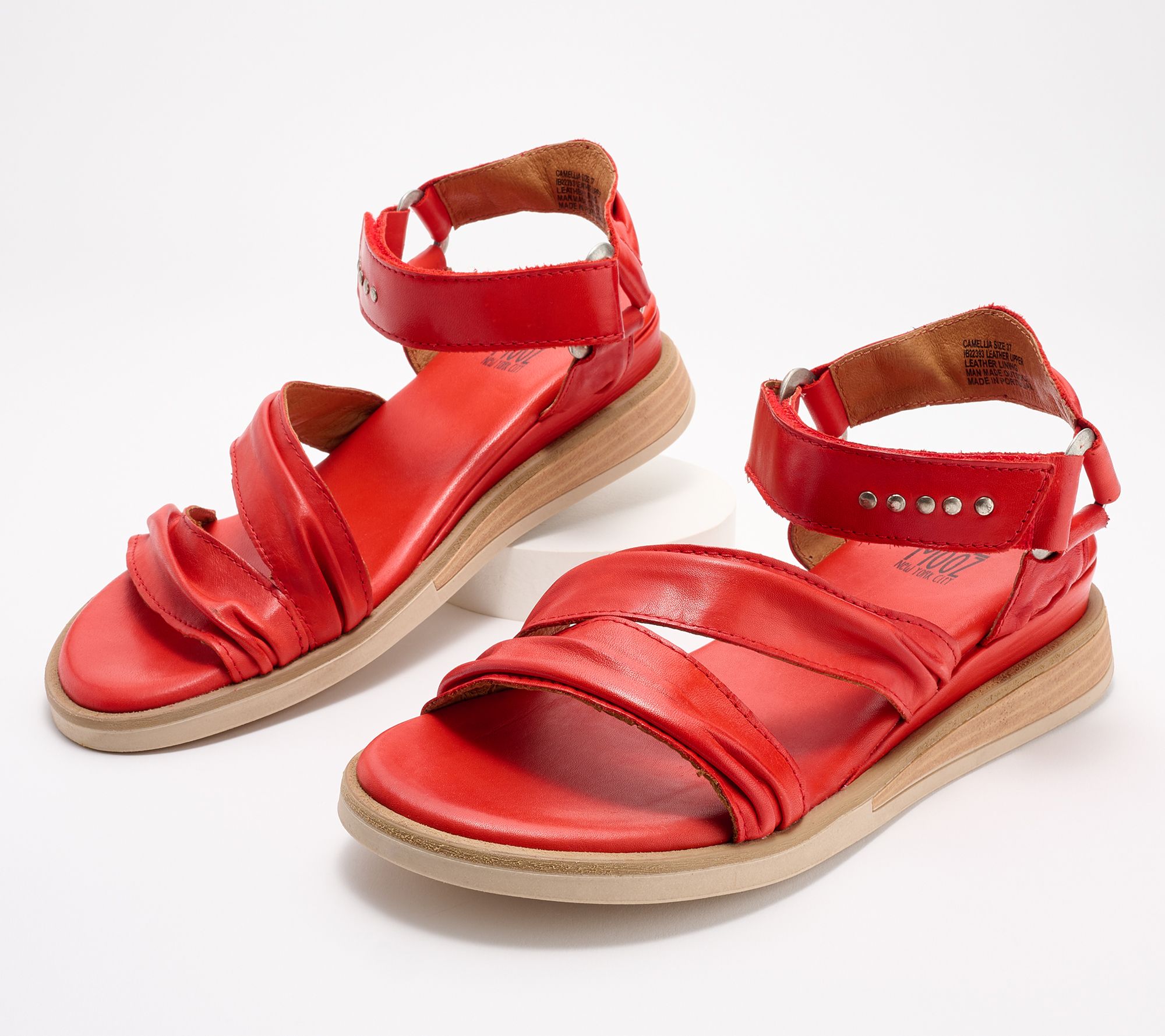 "As Is" Miz Mooz Leather Ankle Strap Sandals- Camellia