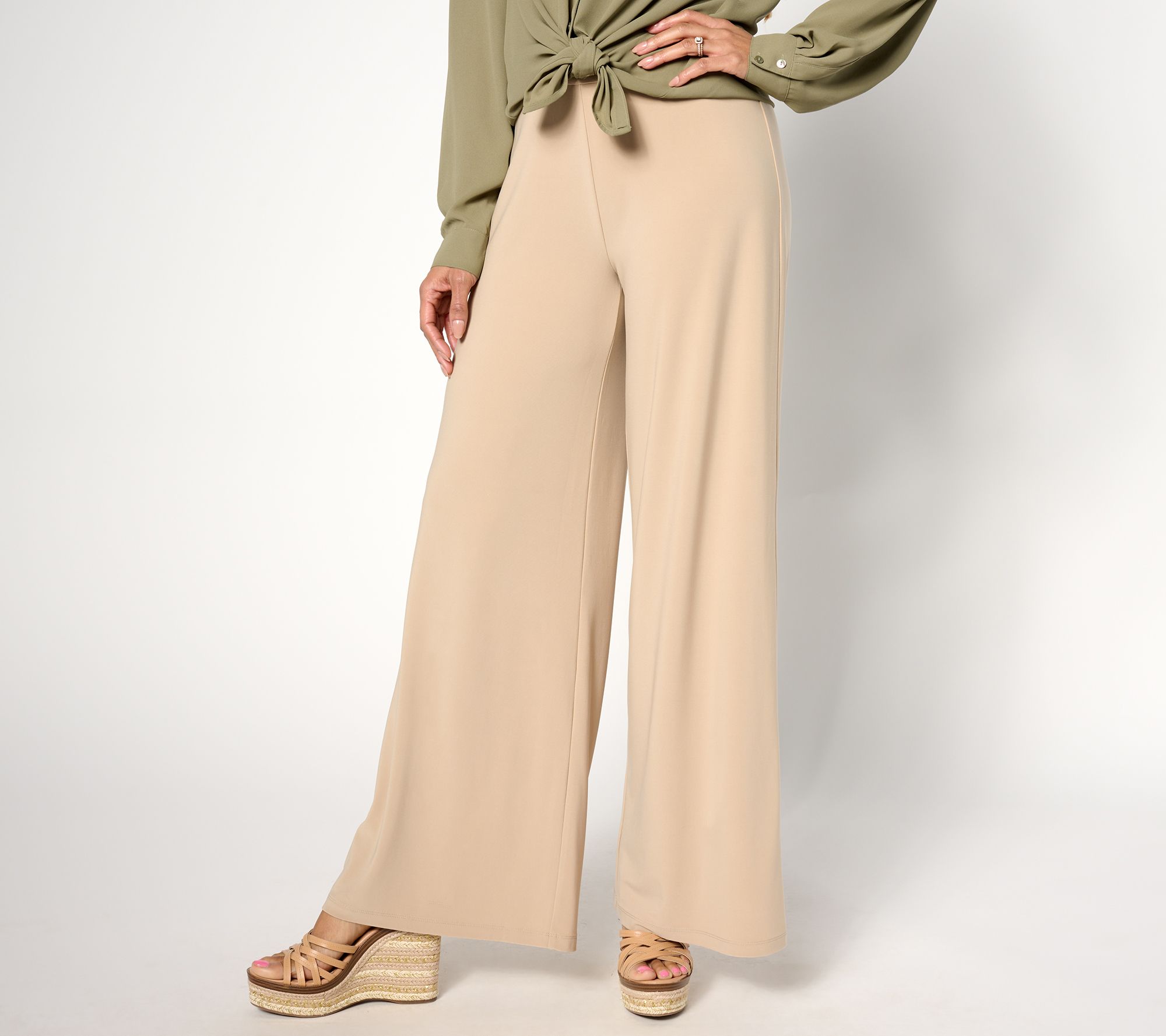 Dennis Basso Regular Italia Knit Wide Leg Pants