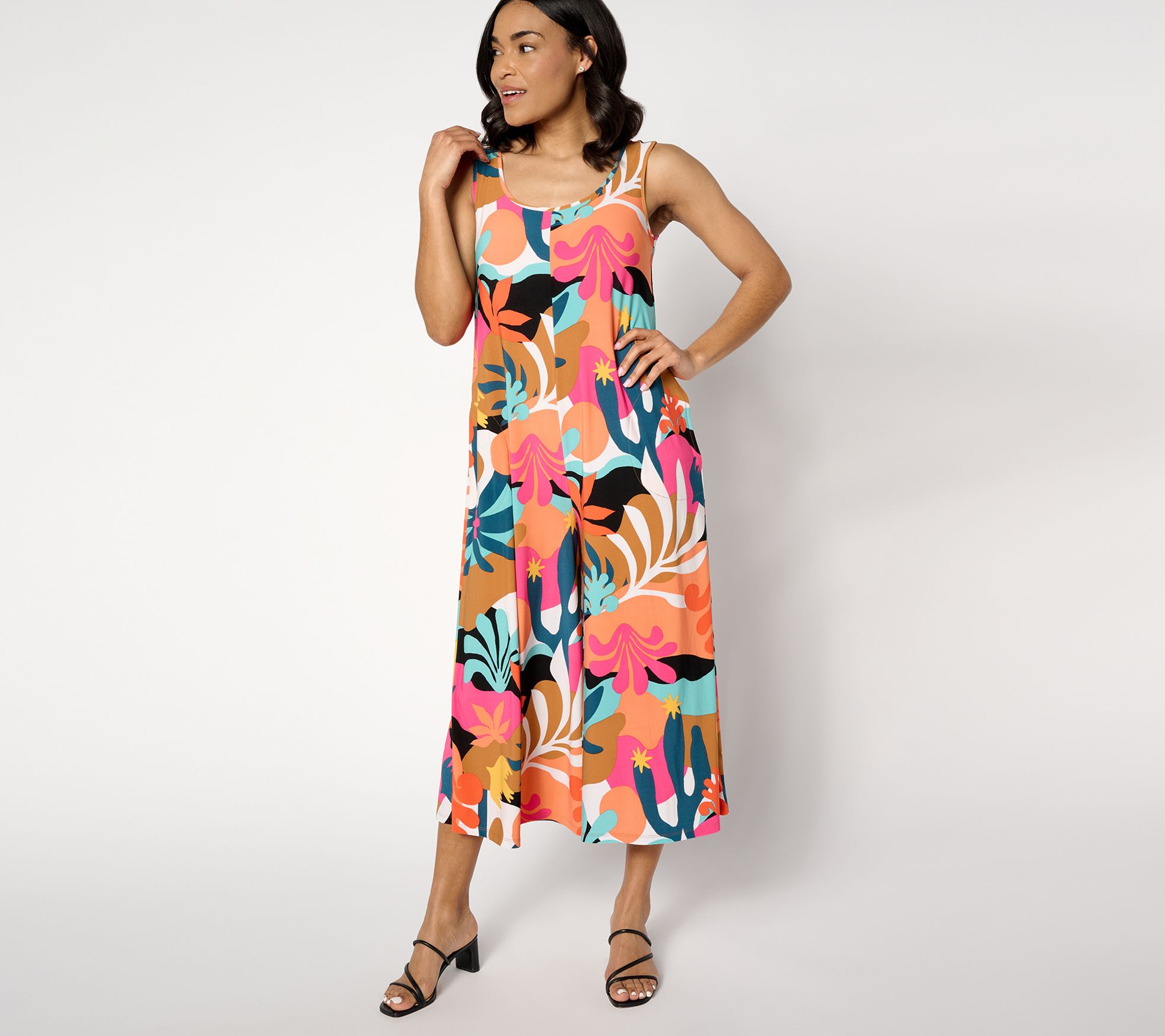 Attitudes by Renee Regular Como Jersey Wide-Leg Crop Jumpsuit