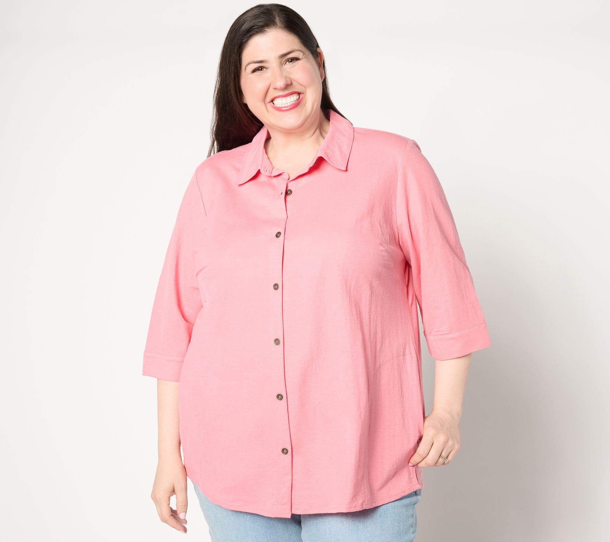 "As Is" Sport Savvy Petite Button Front Tunic with Pockets