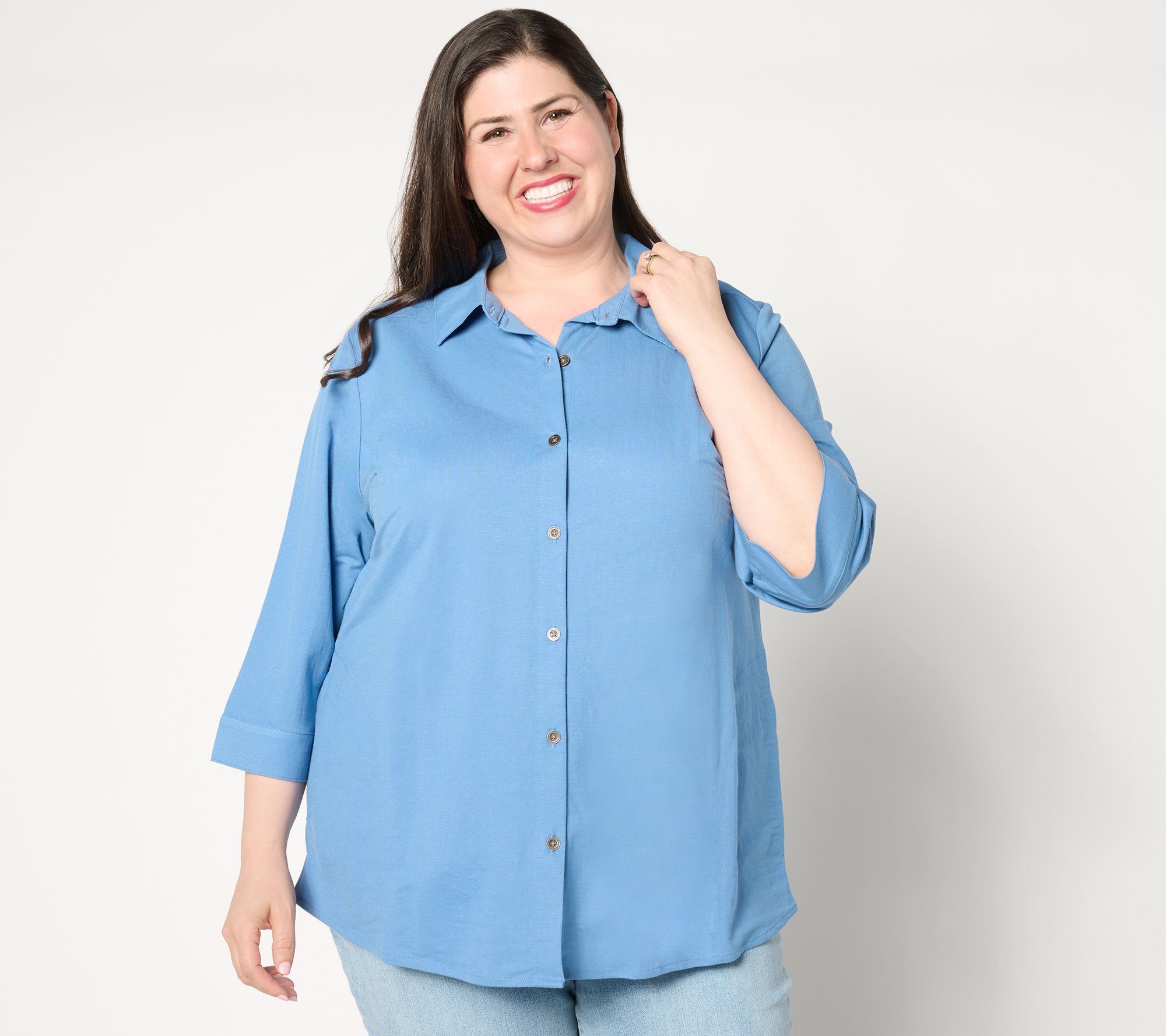 Sport Savvy Petite Button Front Tunic with Pockets