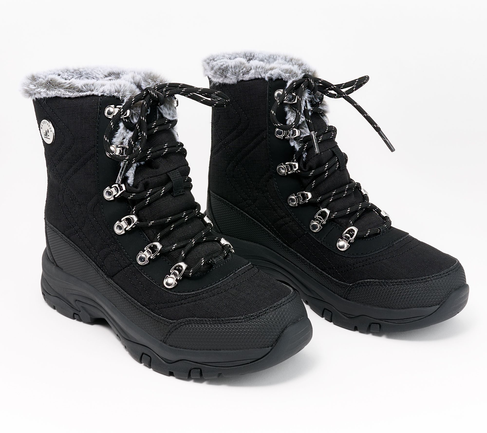 "As Is" Skechers Trego Waterproof Lace Up Winter Boots - Cold Blue