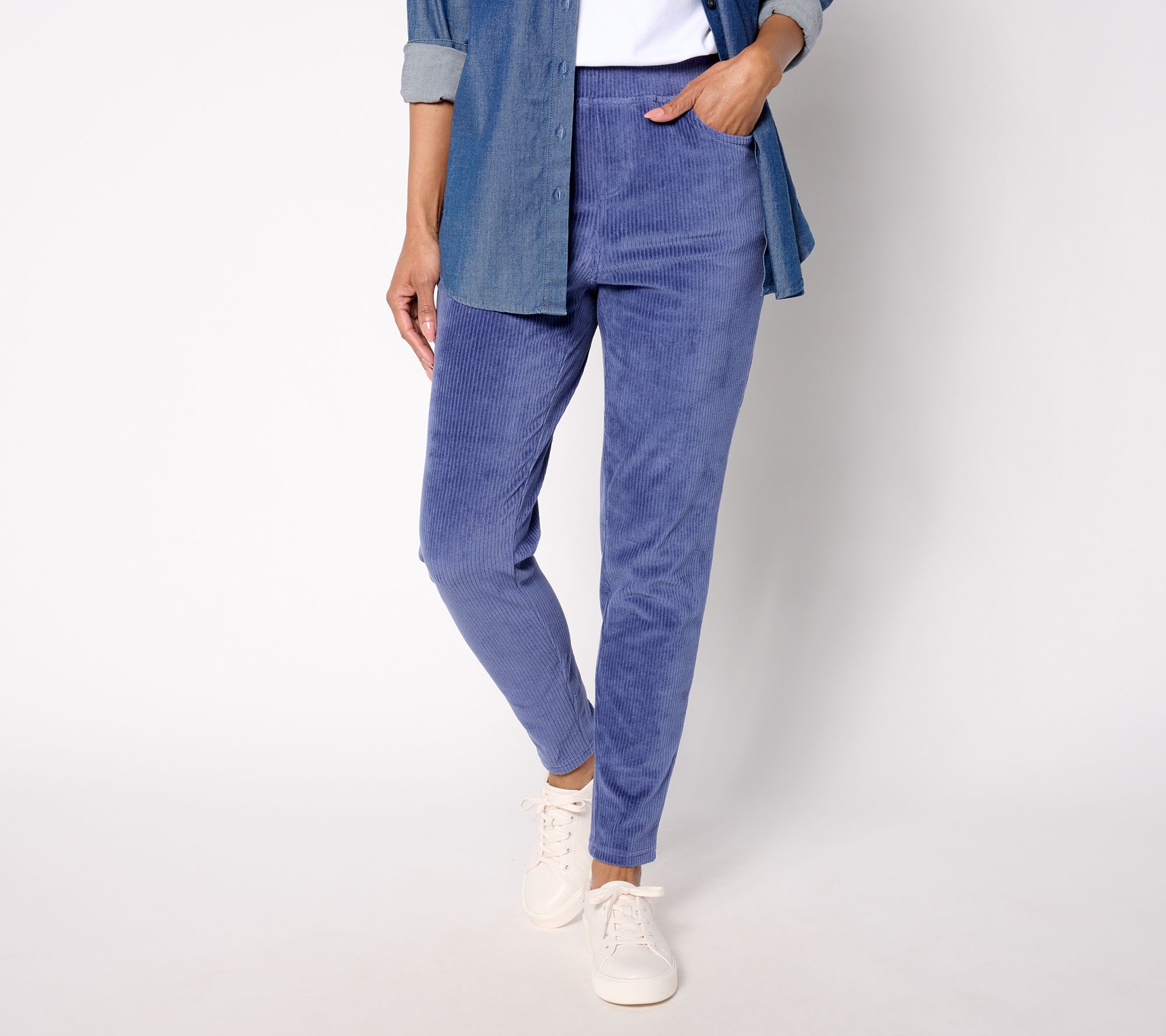 Quacker Factory Tall Corduroy Slim Leg Pant with Back Pockets