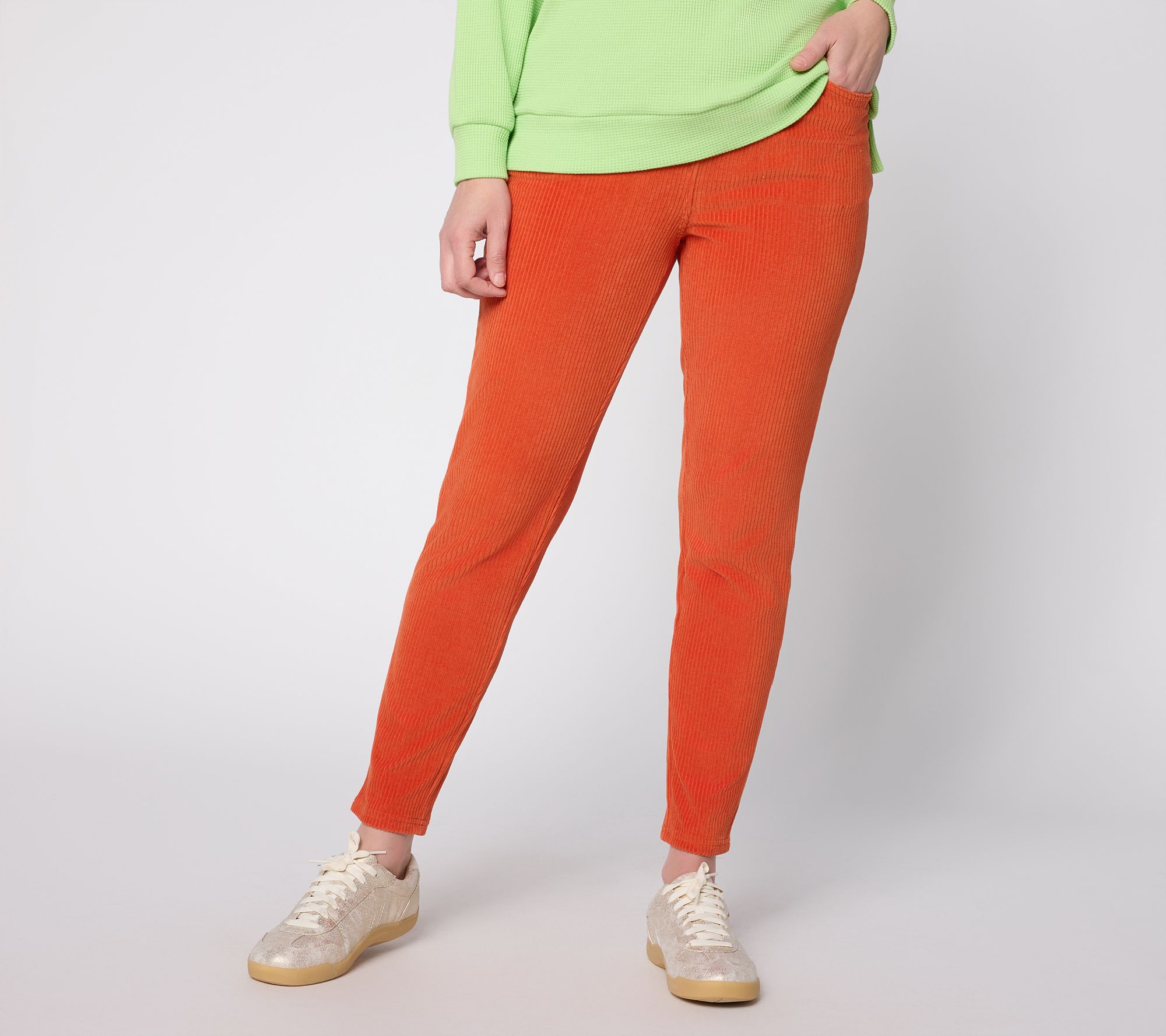 Quacker Factory Tall Corduroy Slim Leg Pant with Back Pockets