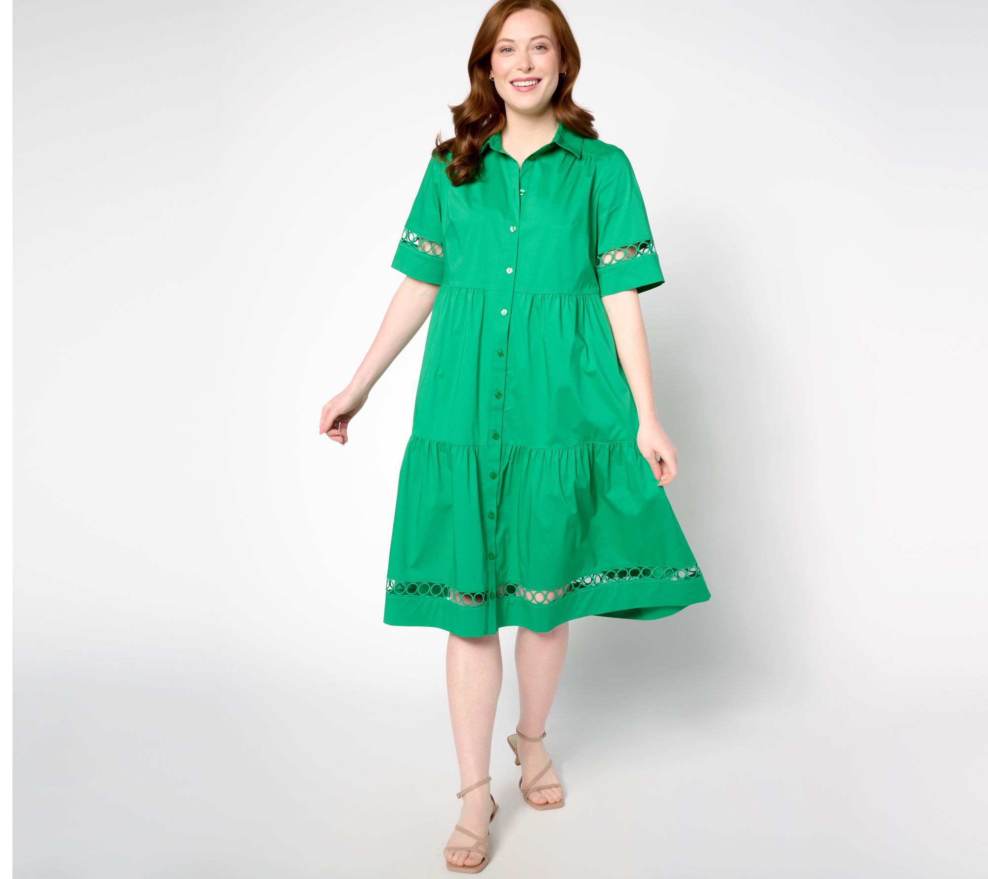 As Is Joan Rivers Petite Button Front Woven Dress QVC