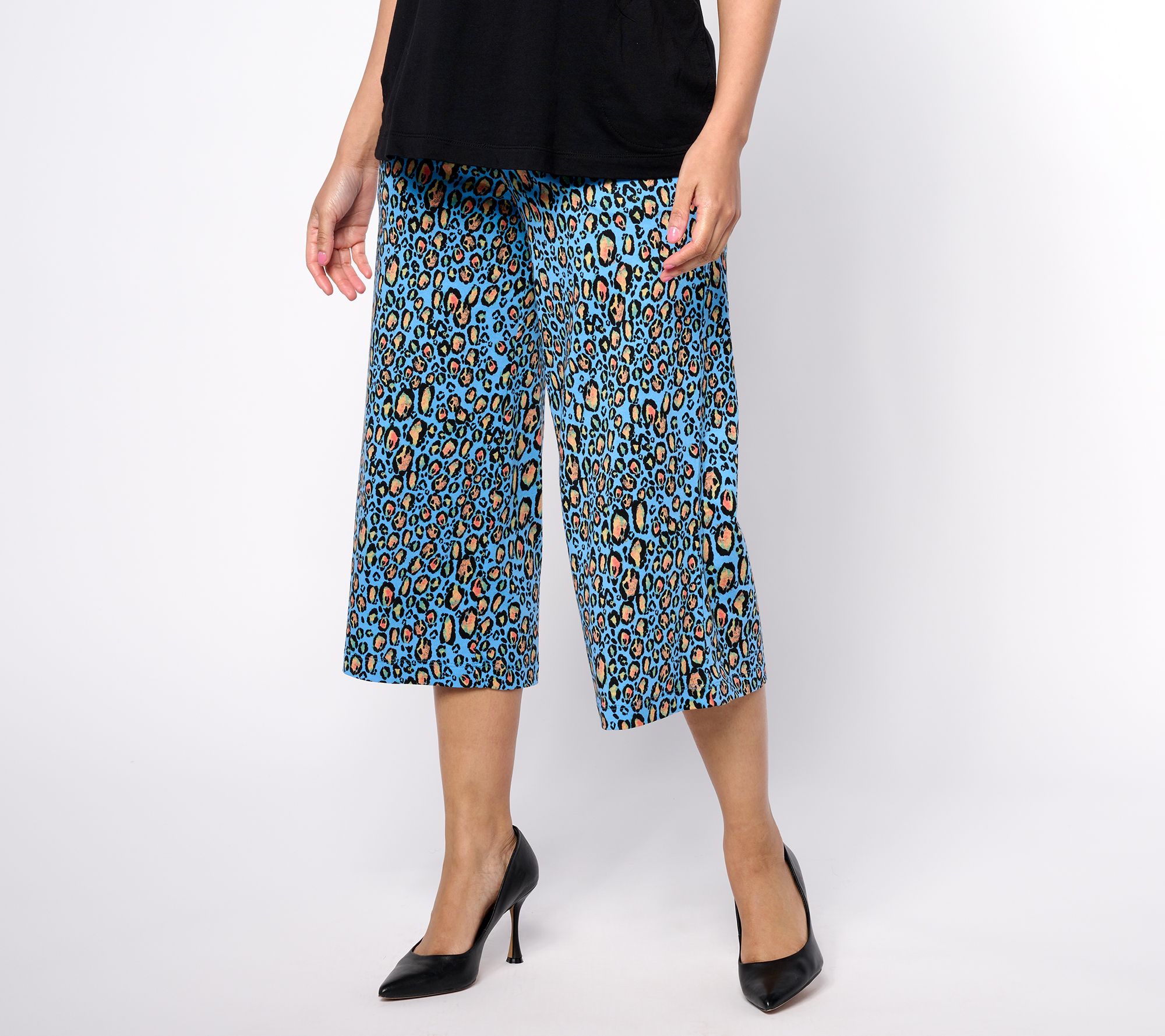 "As Is" LOGO by Lori Goldstein Regular Printed Cotton Modal Culotte