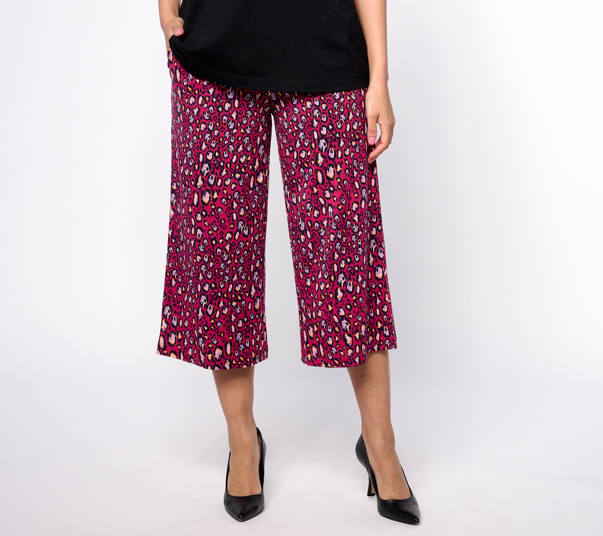 "As Is" LOGO by Lori Goldstein Regular Printed Cotton Modal Culotte