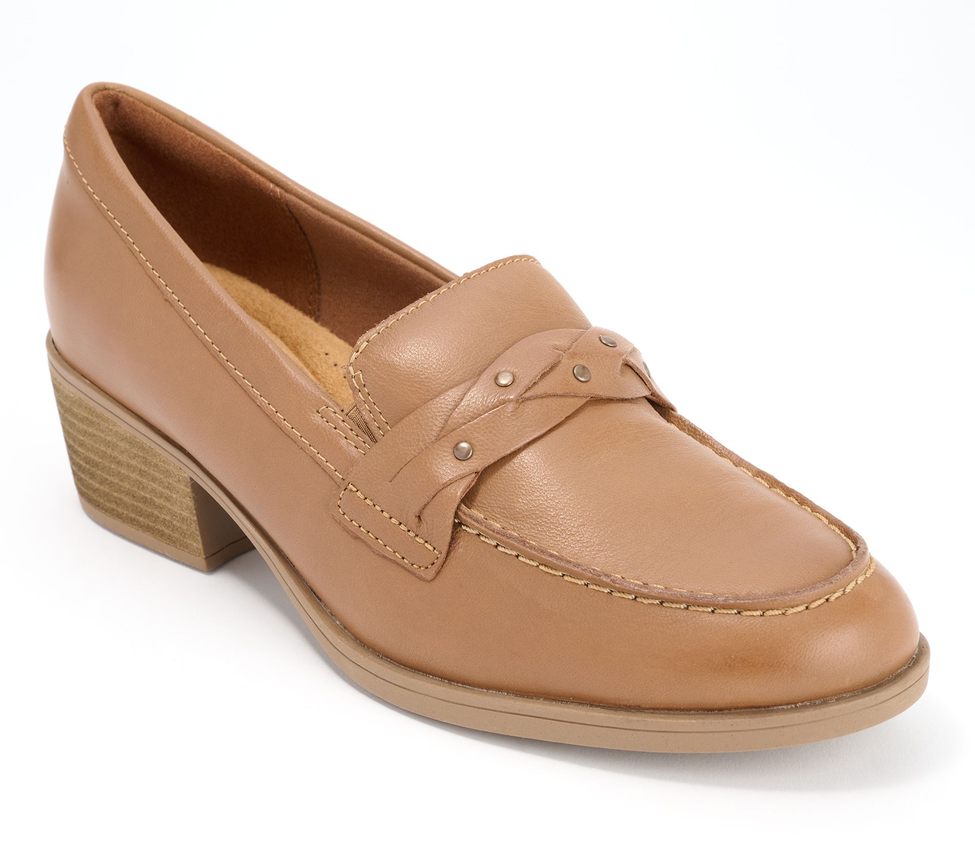 Clarks Collection Leather Heeled Loafers-Charlten Echo