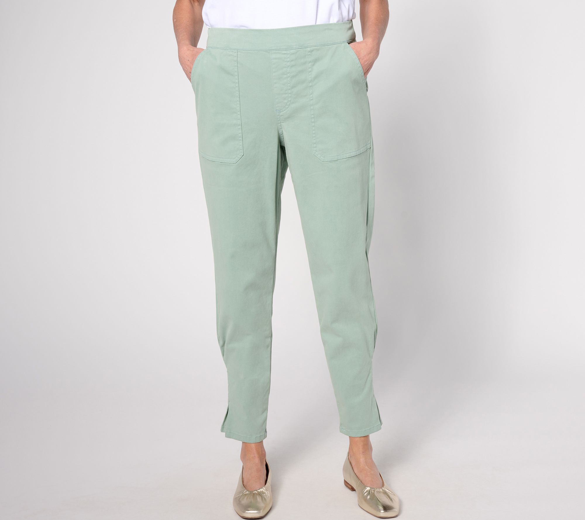 "As Is" Isaac Mizrahi Live! Petite Brushed Sateen Ankle Pants w/Pleated
