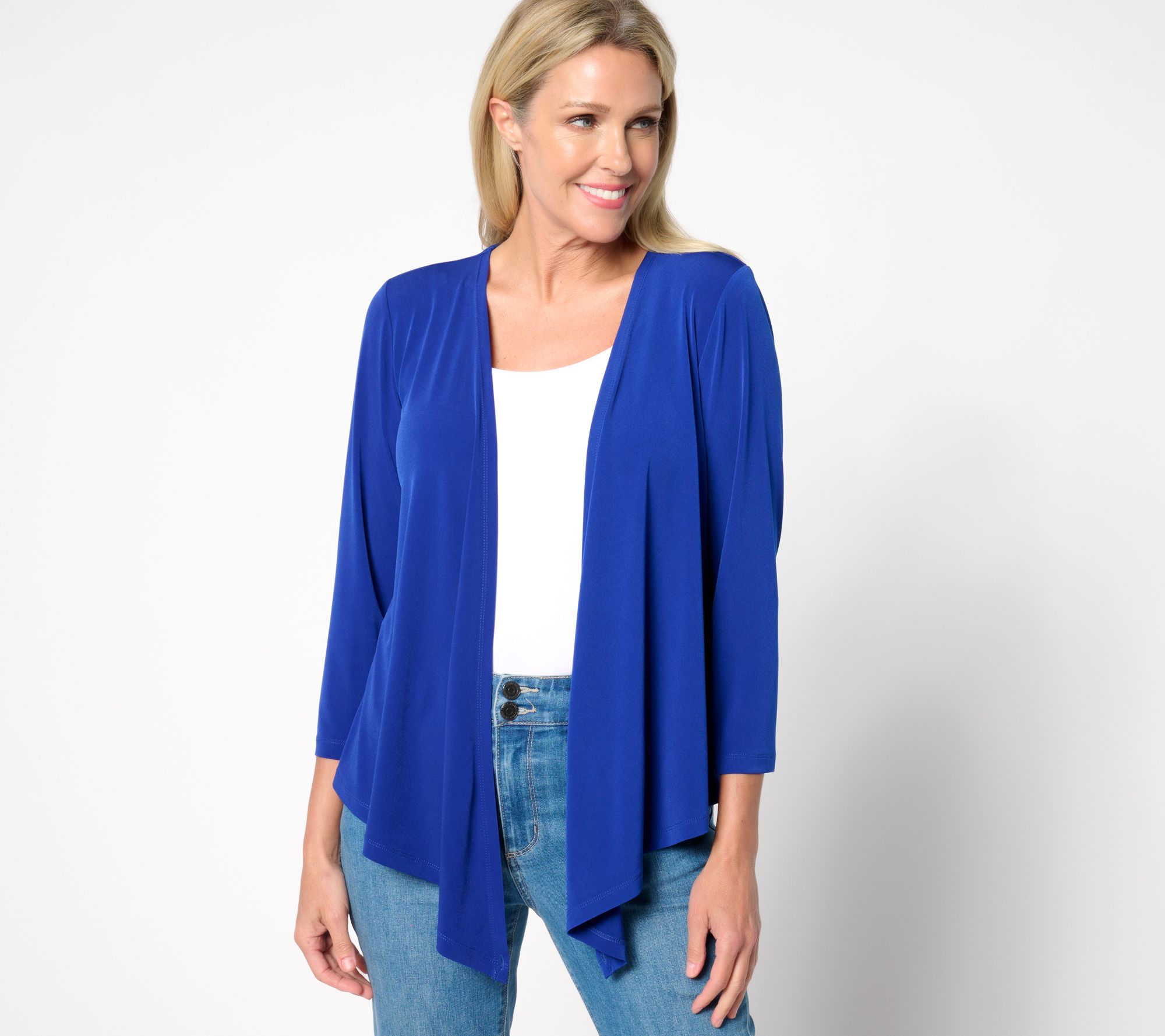 "As Is" Susan Graver Every Day Liquid Knit 3/4 Sleeve Signature Shrug