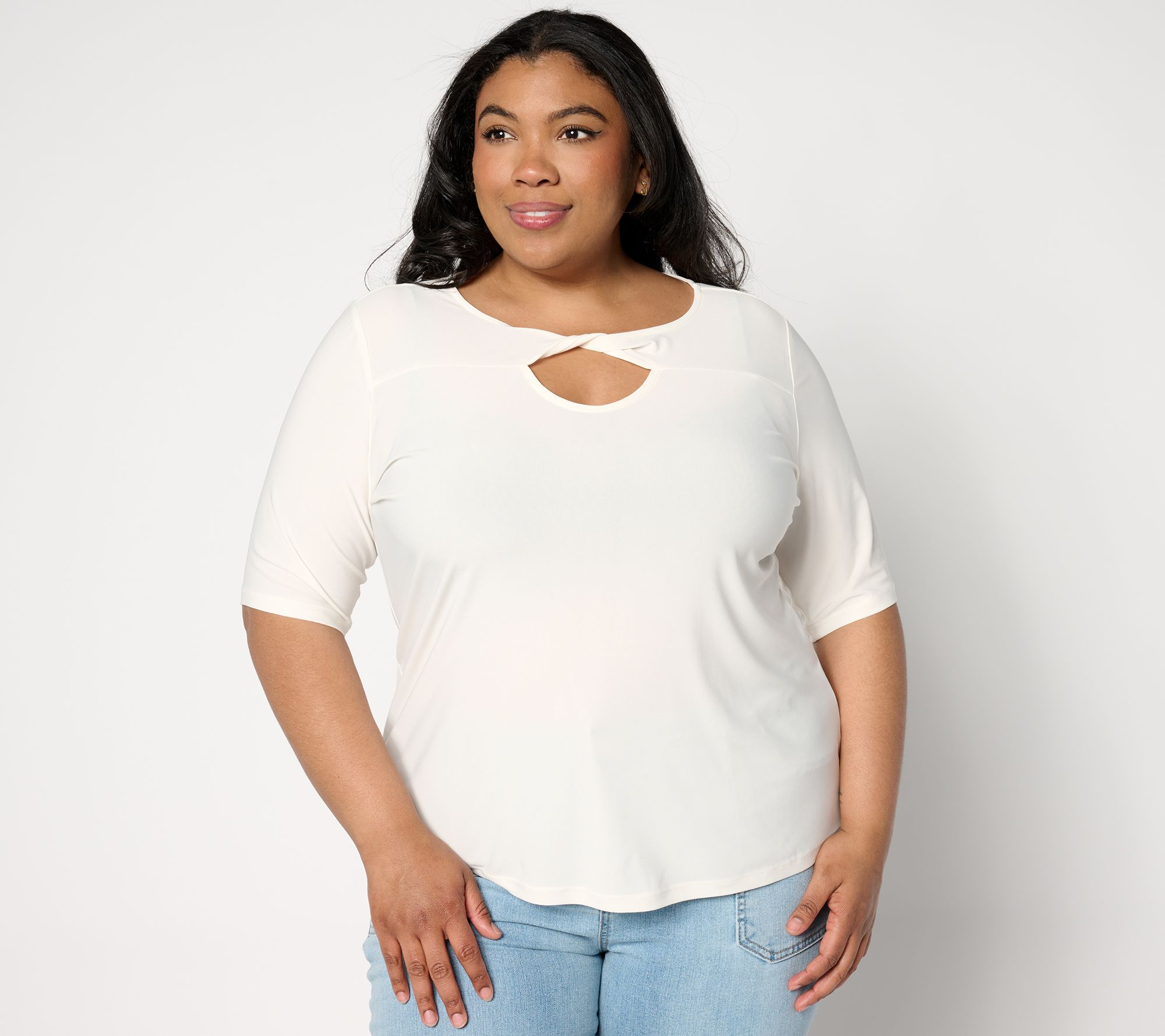 "As Is" Attitudes by Renee Como Jersey Twist Neck Top