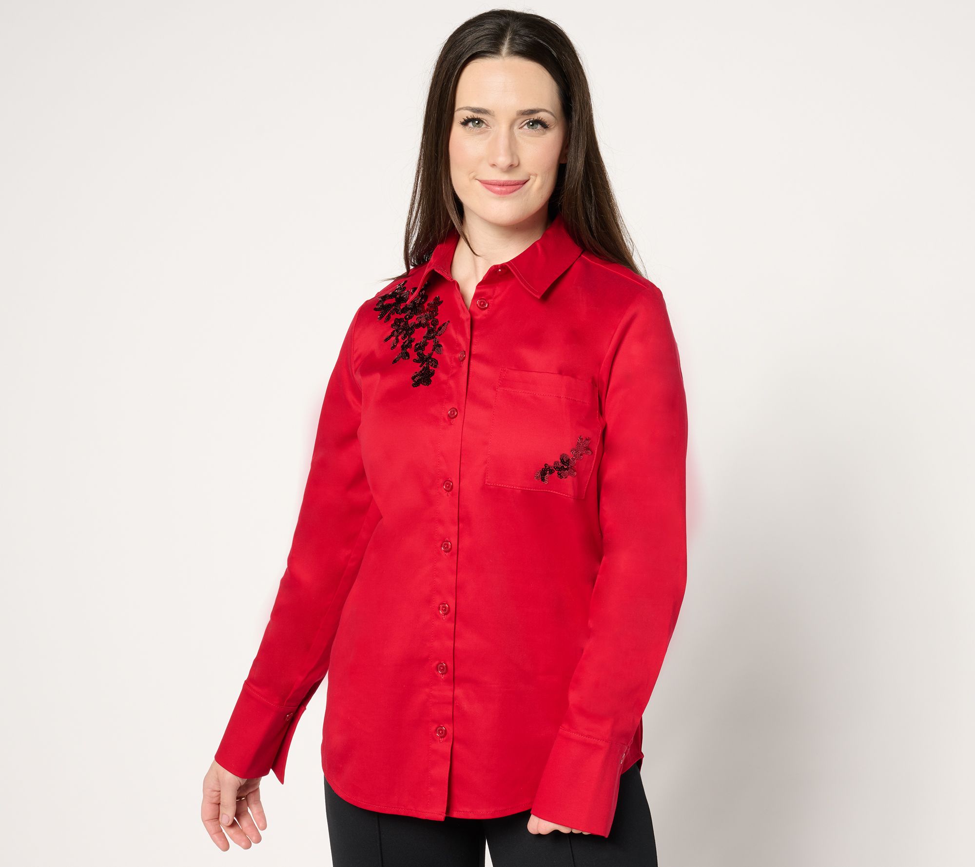 BEAUTIFUL by Lawrence Zarian Stretch Cotton Embellished Shirt