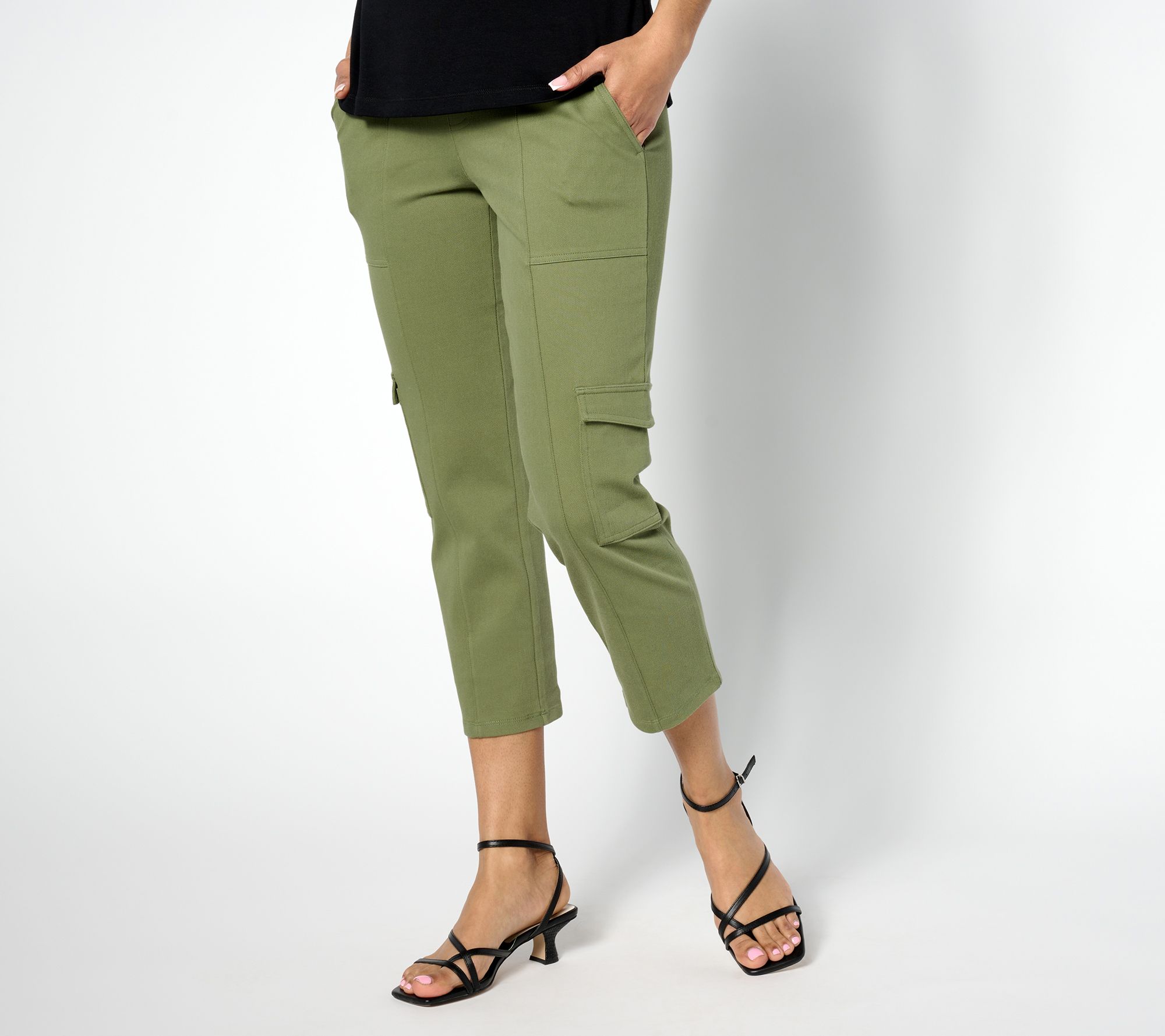 "As Is" Women With Control Prime Stretch Denim Tall Cargo Crop Pant