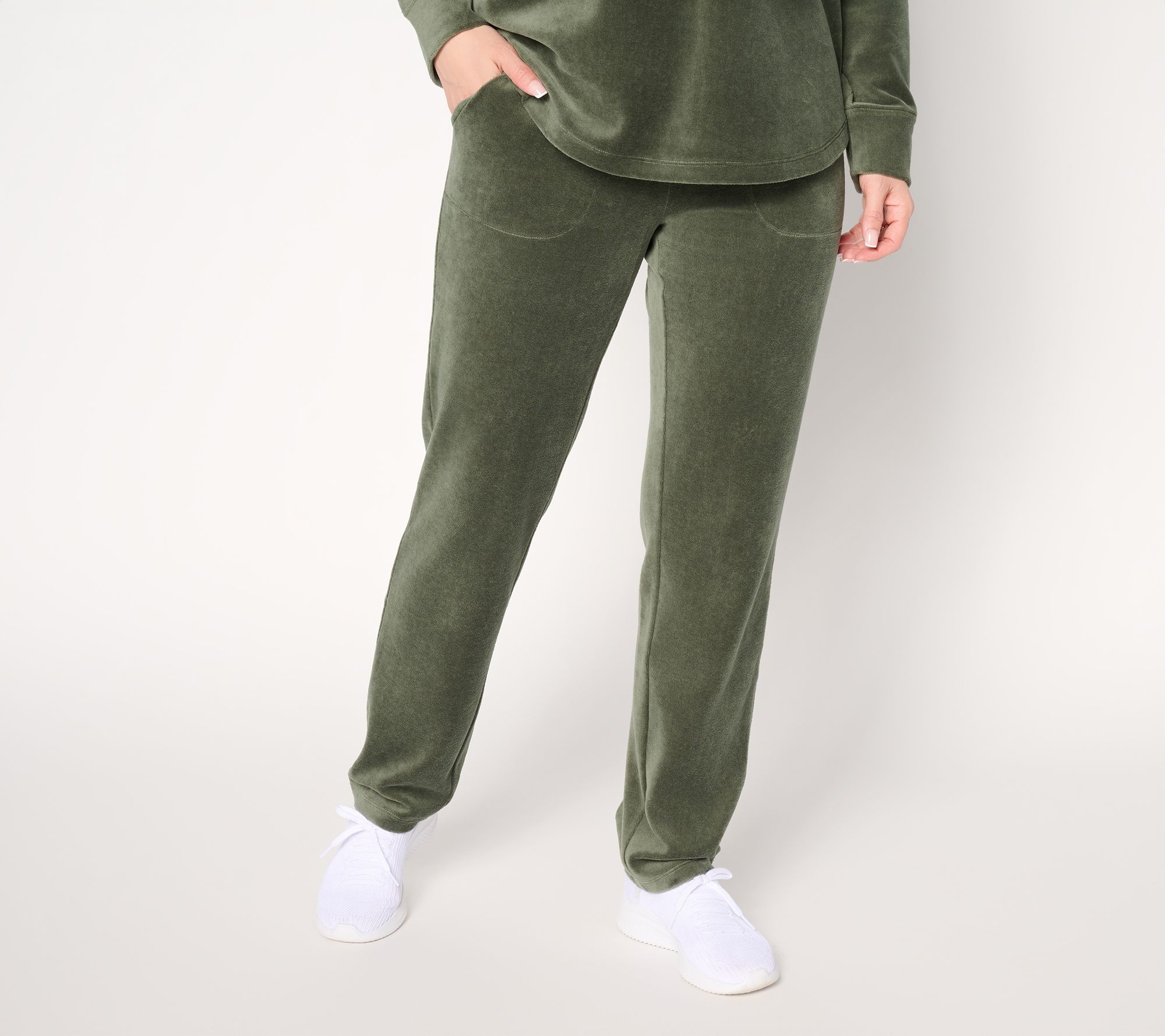 Denim & Co. Tall Active Velour Strght Leg Pant