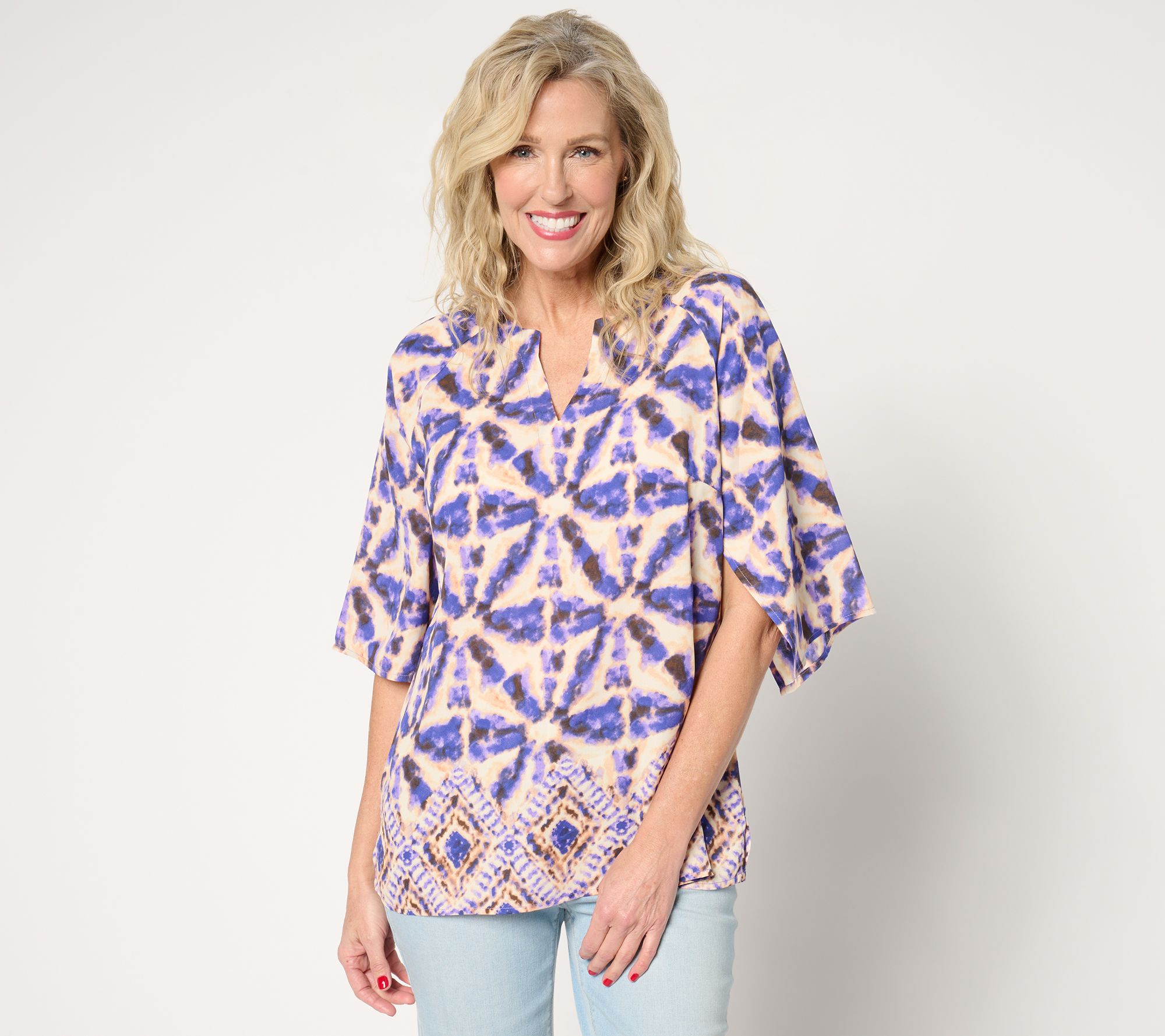 Belle by Kim Gravel Kaleidoscope Handkerchief Sleeve Blouse