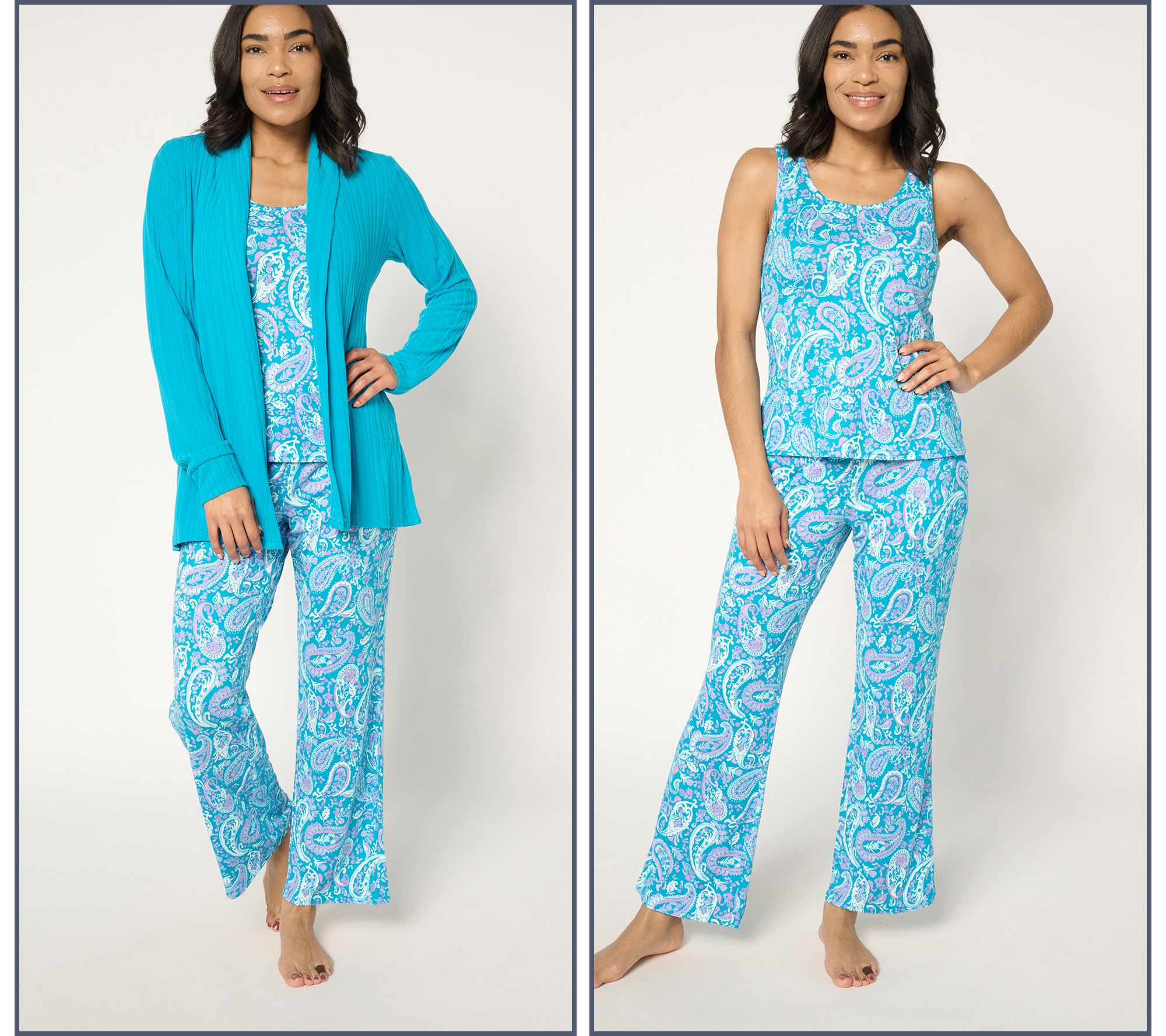 MUK LUKS Cloud Knit and Ribbed Knit Three Piece Pajama Set