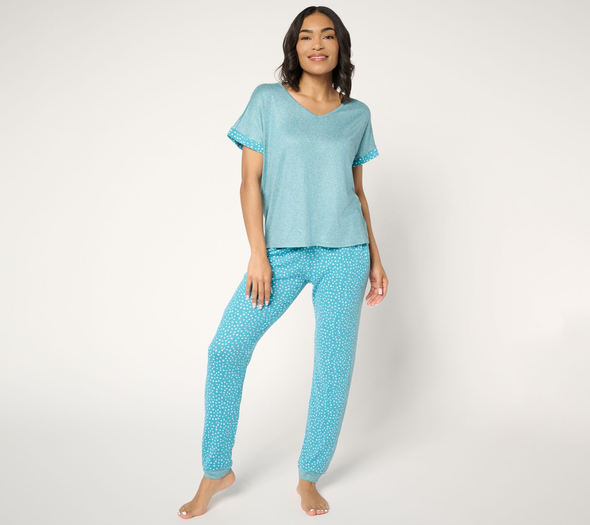 MUK LUKS Sweater Knit Short Sleeve and Jogger Pajama Set