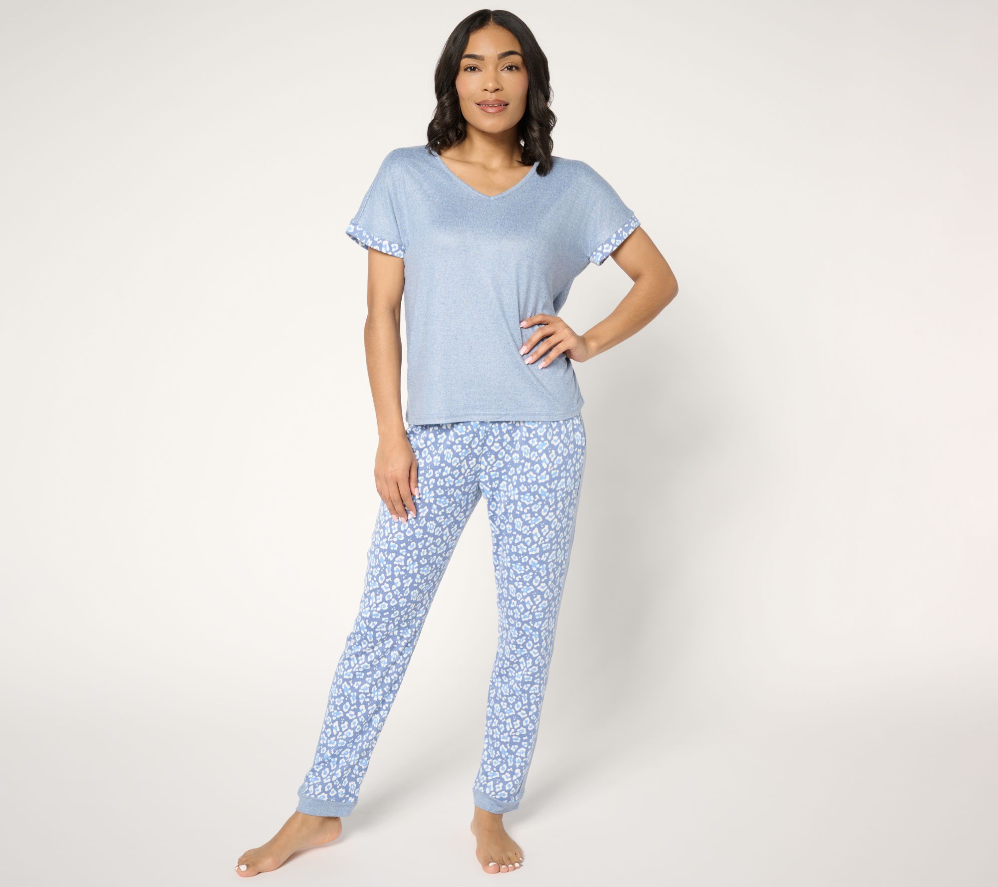 MUK LUKS Sweater Knit Short Sleeve and Jogger Pajama Set