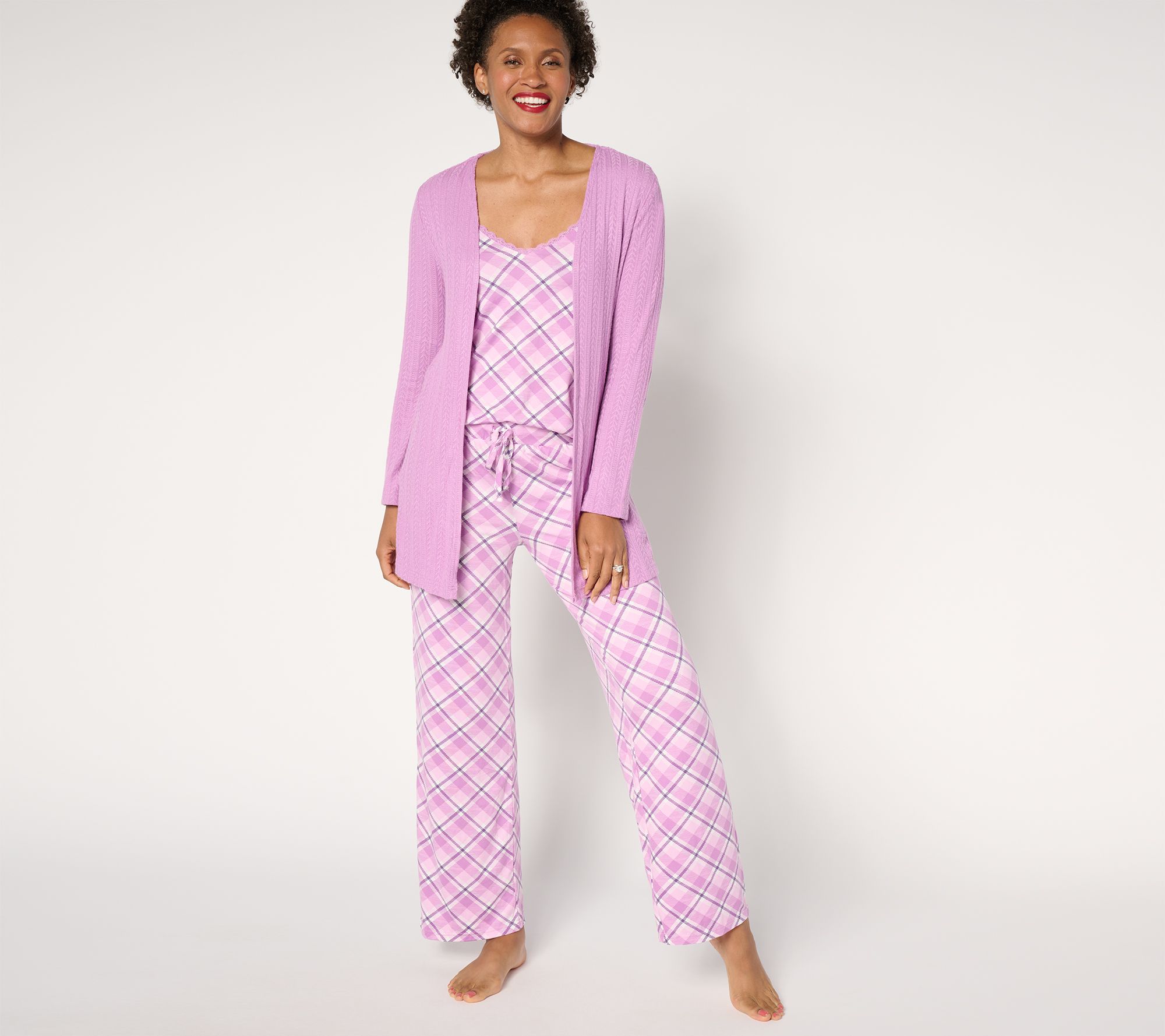 MUK LUKS Cable Knit & Dream Cloud Three Piece Pajama Set