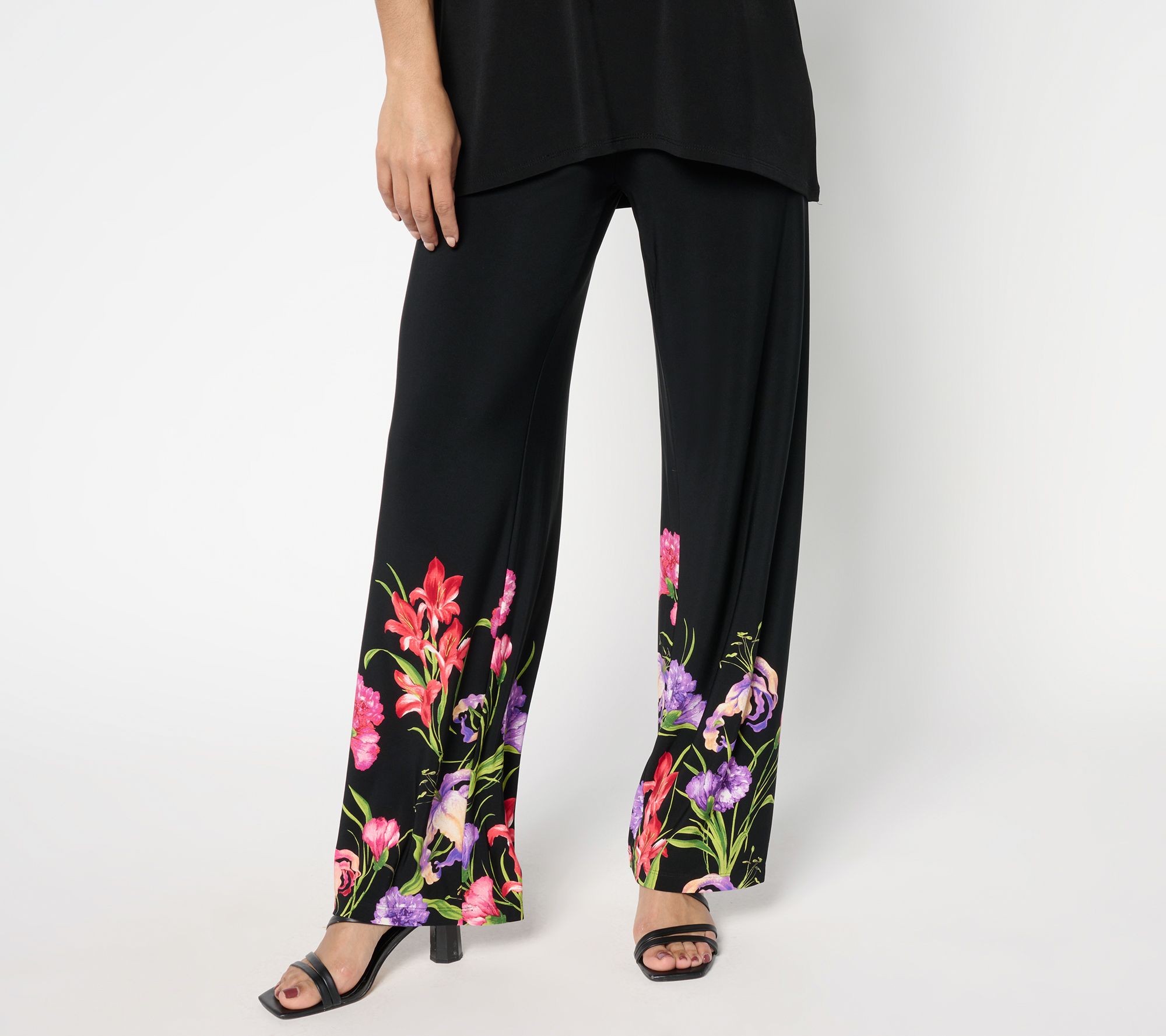 Graver Susan Graver Petite Printed Liquid Knit Wide Leg Pants