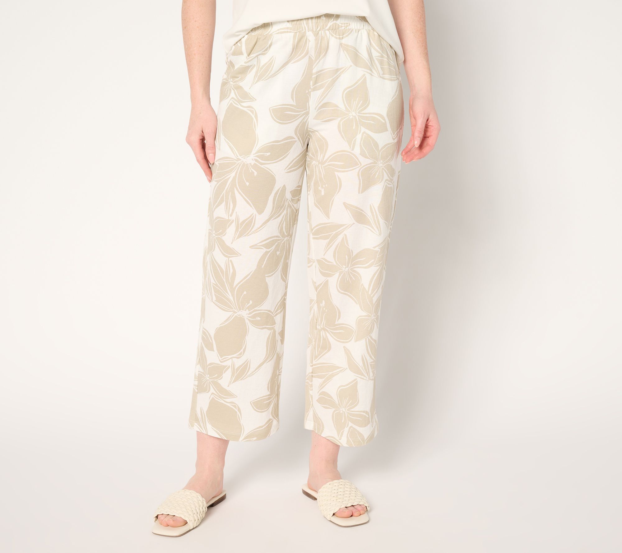 Belle Beach by Kim Gravel Regular Cabana Knit Hibiscus Cropped Pant