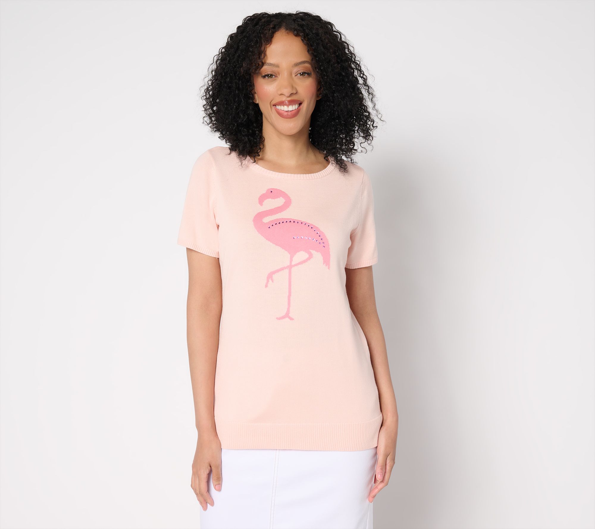 Belle Beach by Kim Gravel Let's Flamingle Sweater with Embellishment