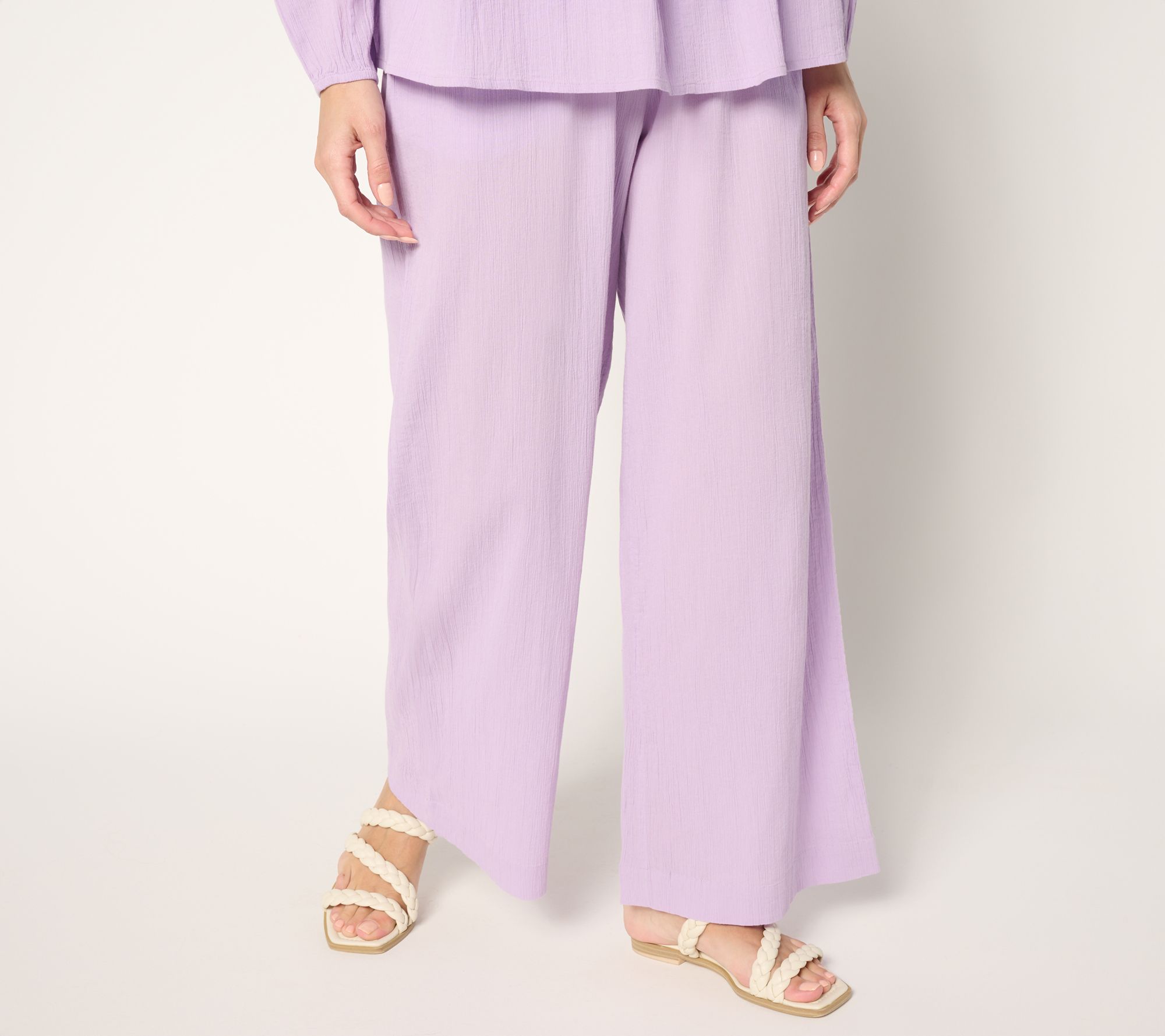 LOGO by Lori Goldstein Beach to Street Regular Cotton Gauze Pants