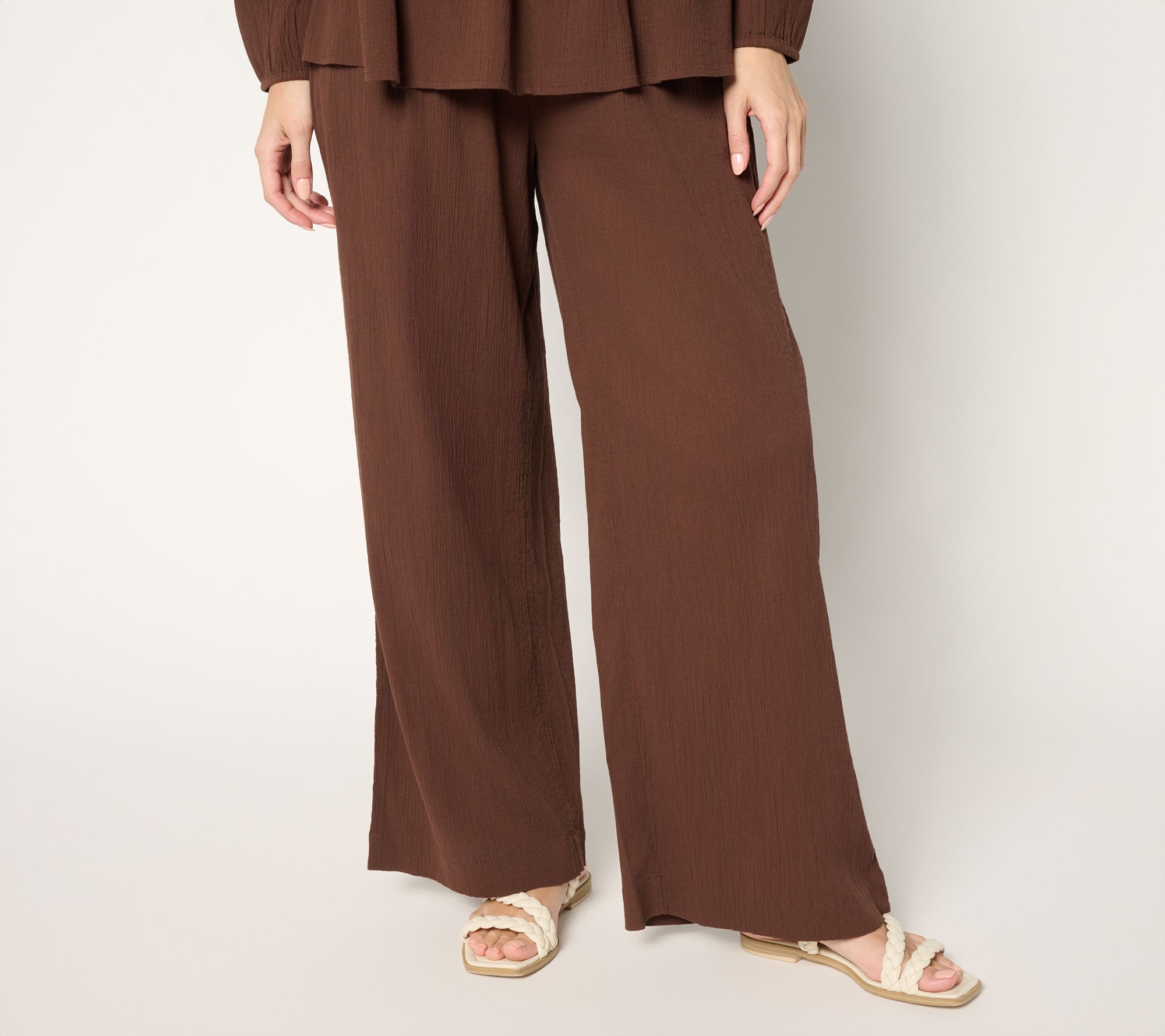 LOGO by Lori Goldstein Beach to Street Regular Cotton Gauze Pants