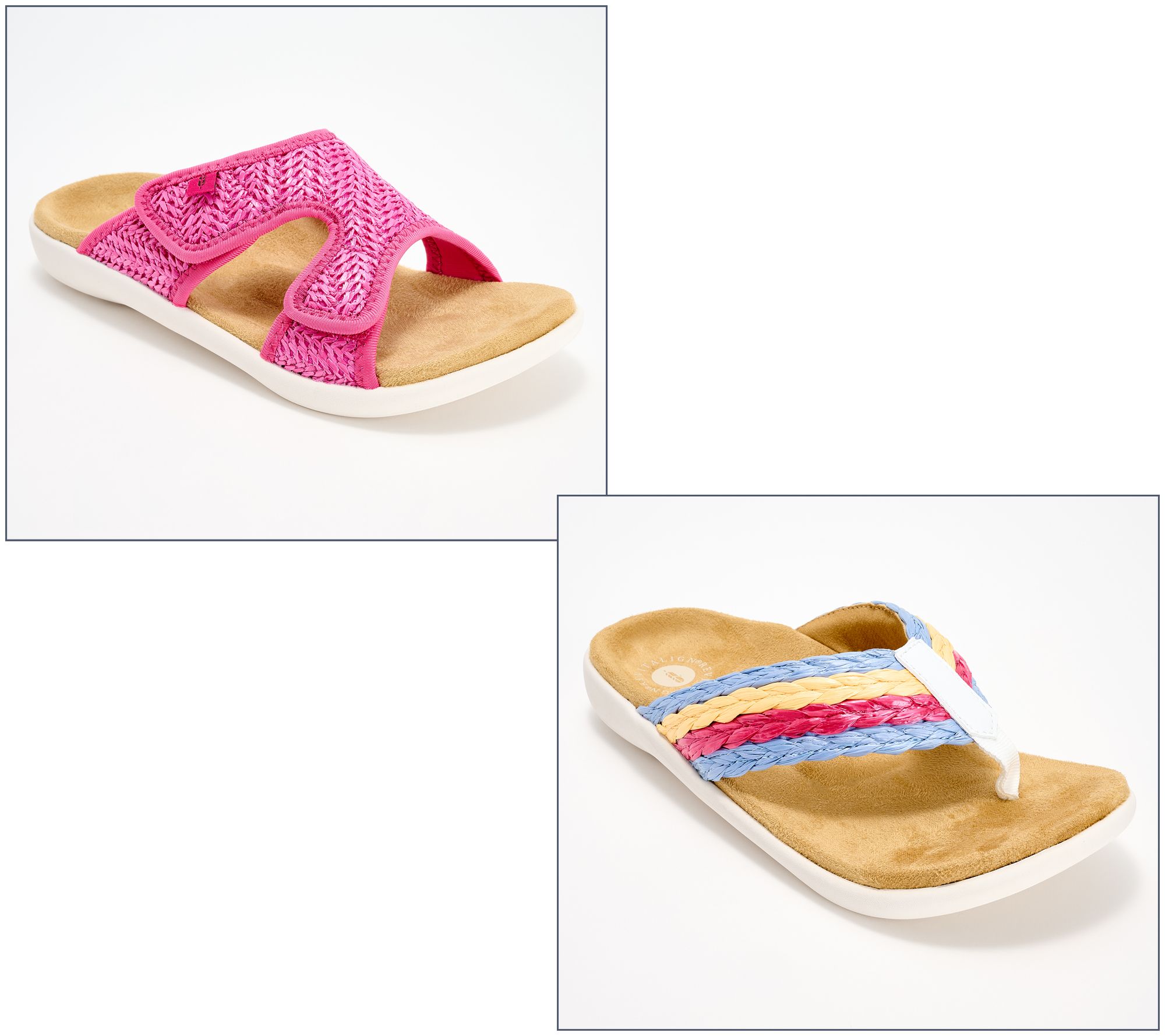 Revitalign Orthotic Memory Foam Thong or Slide Sandals-Raffia