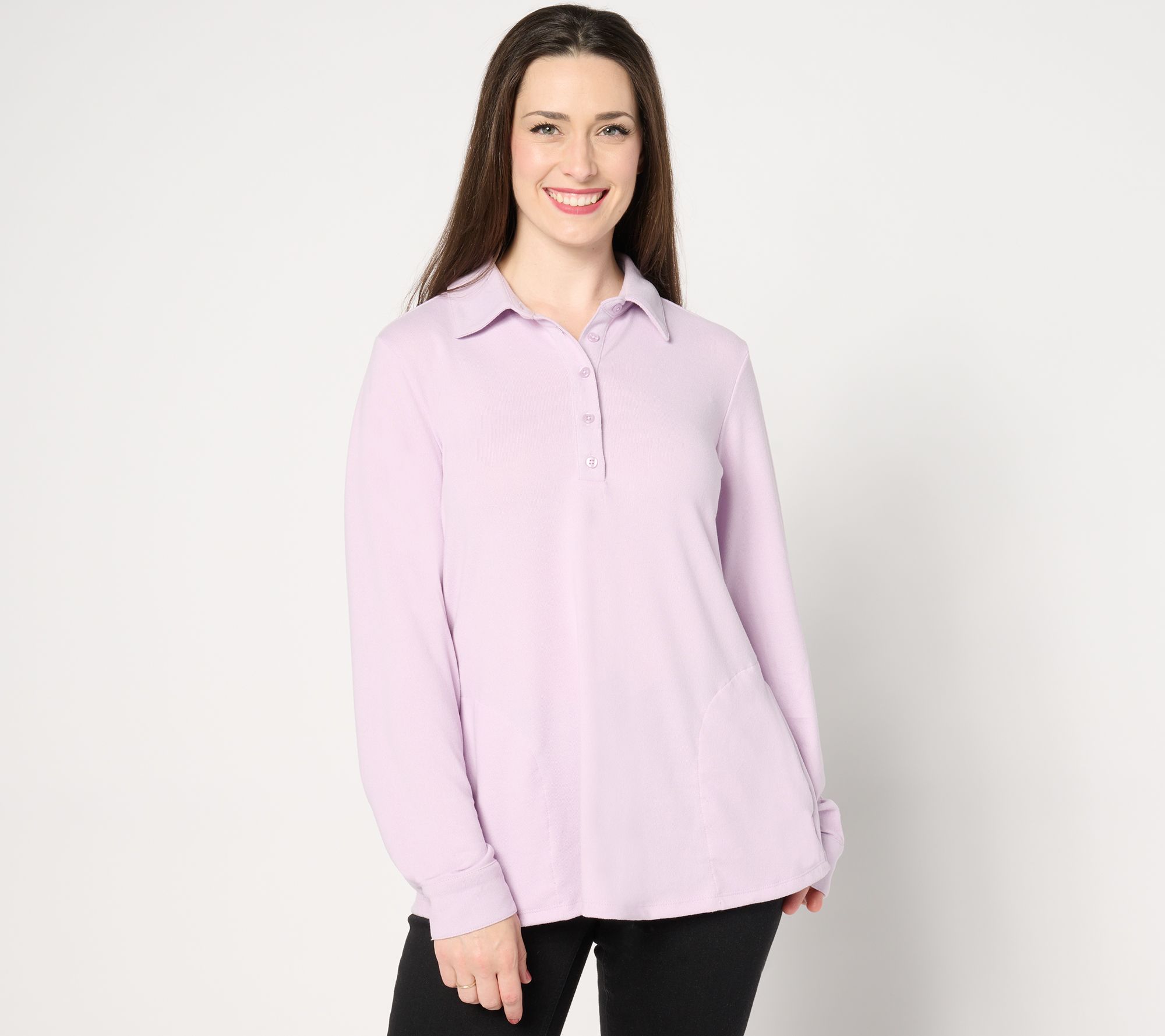 "As Is" Denim & Co. Petite Heavenly Jersey Swing Top Tunic