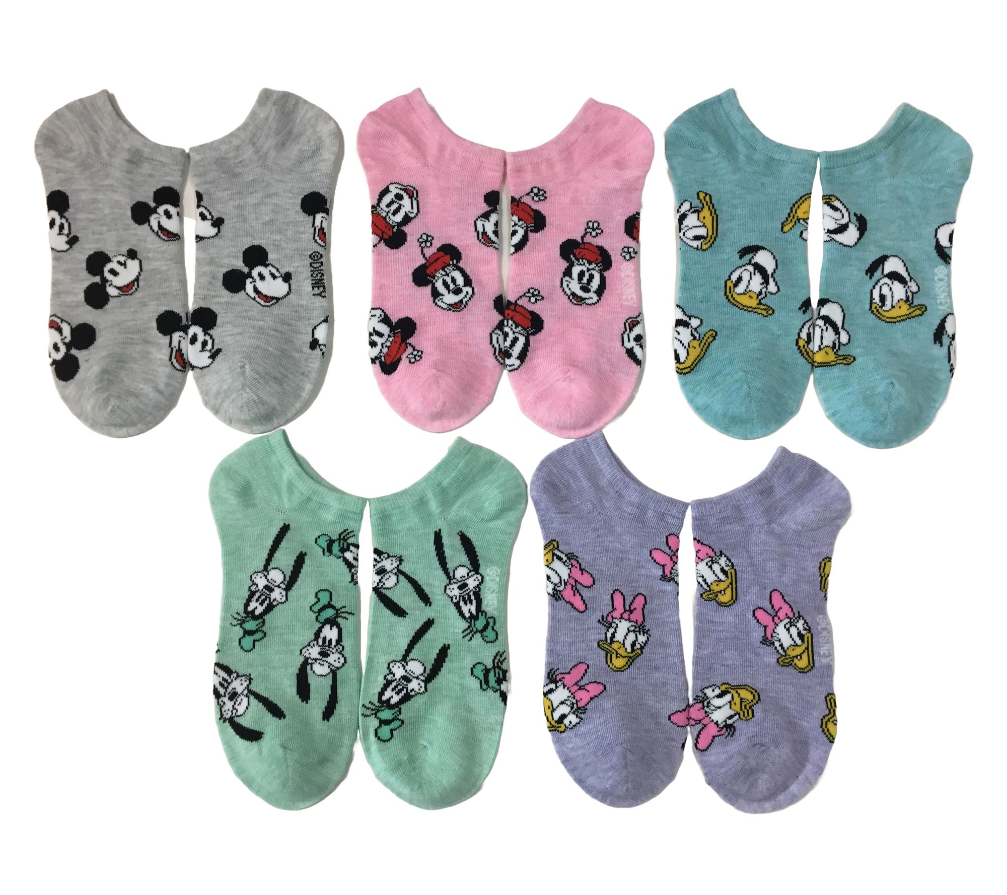 Disney Ladies' Set of 5 Mickey & Crew CharacterCrew Sock Set