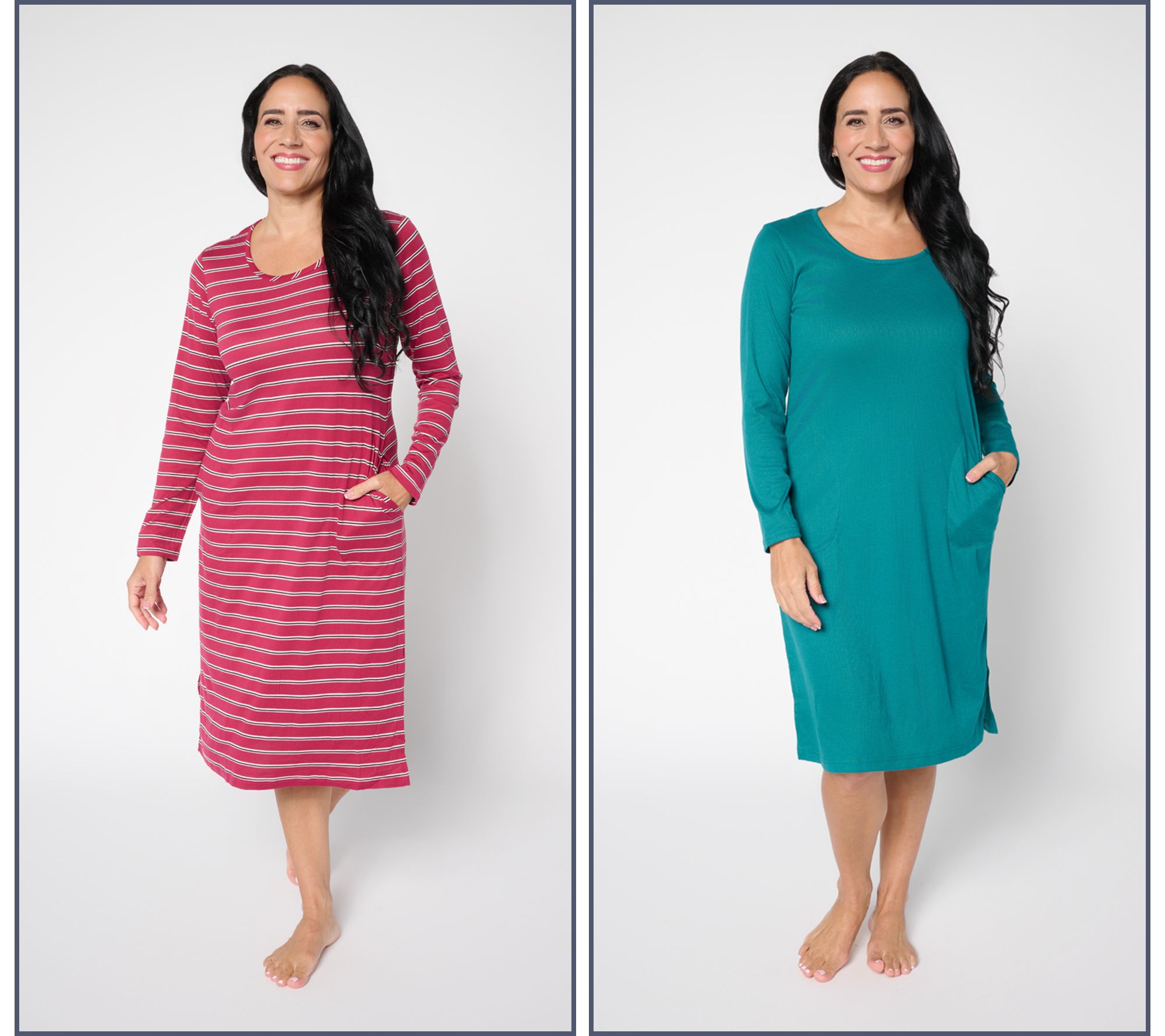 MUK LUKS Ribbed Knit & Cloud Knit 2-Pack Long Sleeve Dresses