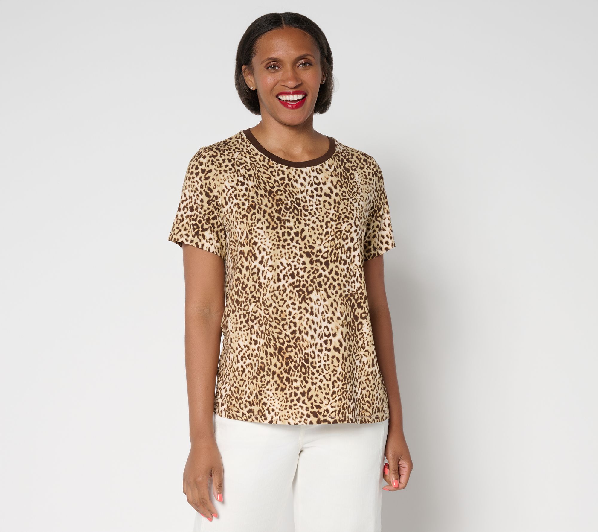 LOGO by Lori Goldstein Rayon 230 Leopard Print Tee