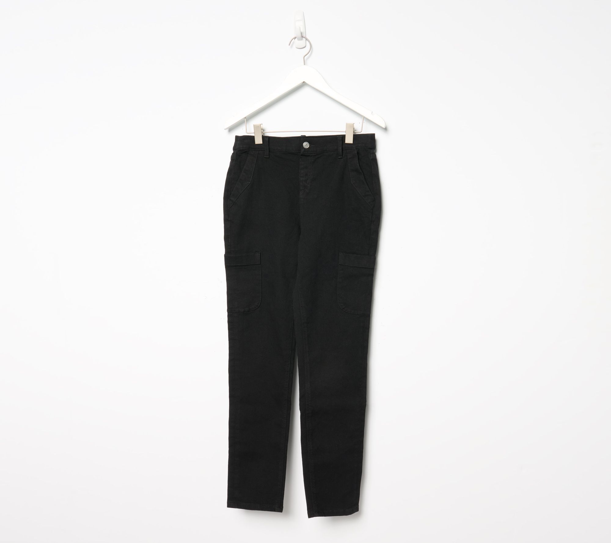 "As Is" Denim & Co. Petite Black Classic Denim Straight Ankle Jean