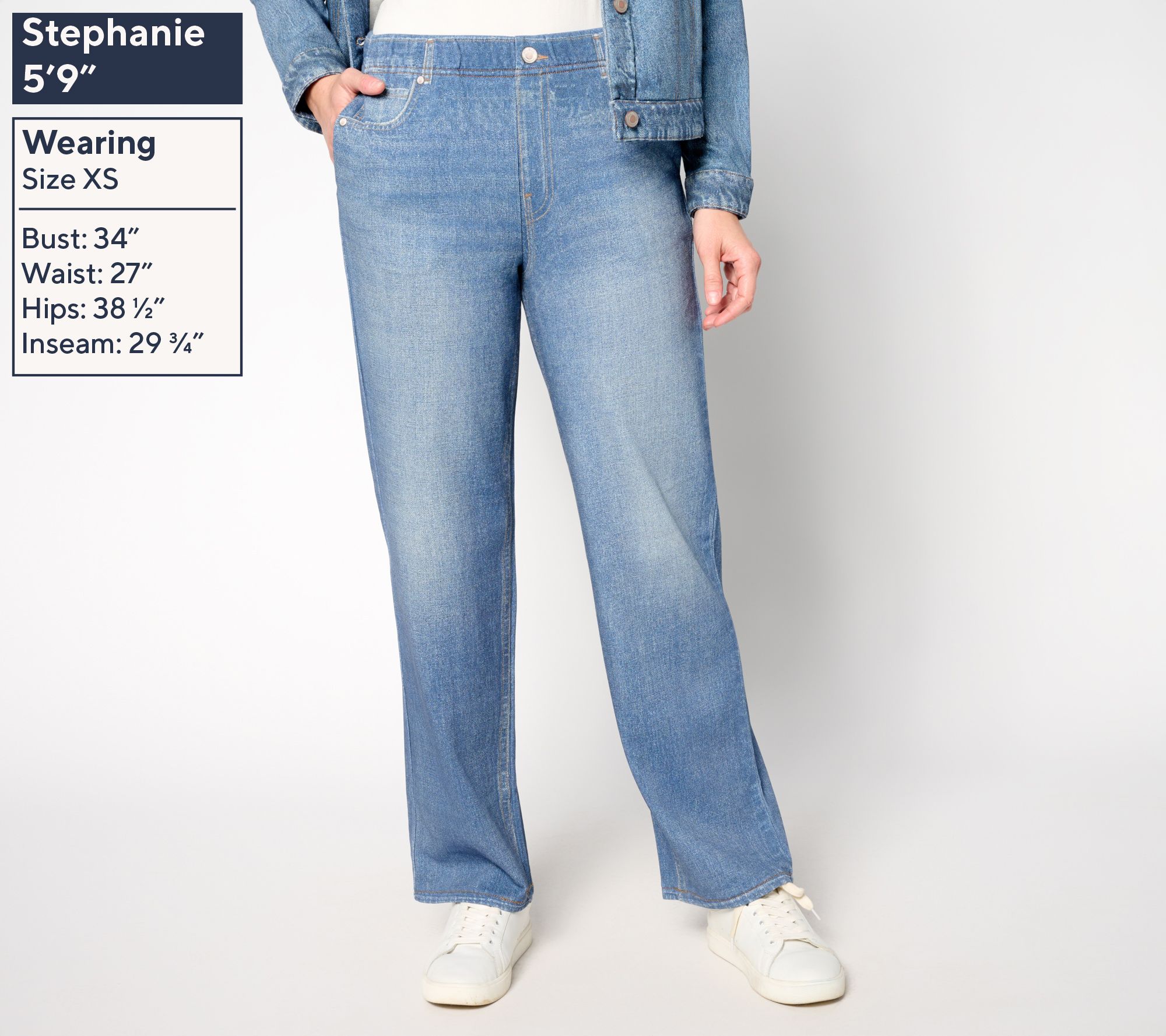 AnyBody Regular Printed Denim Effect French Terry Wide Leg AnyBody Regular Printed Denim Effect French Terry Wide Leg