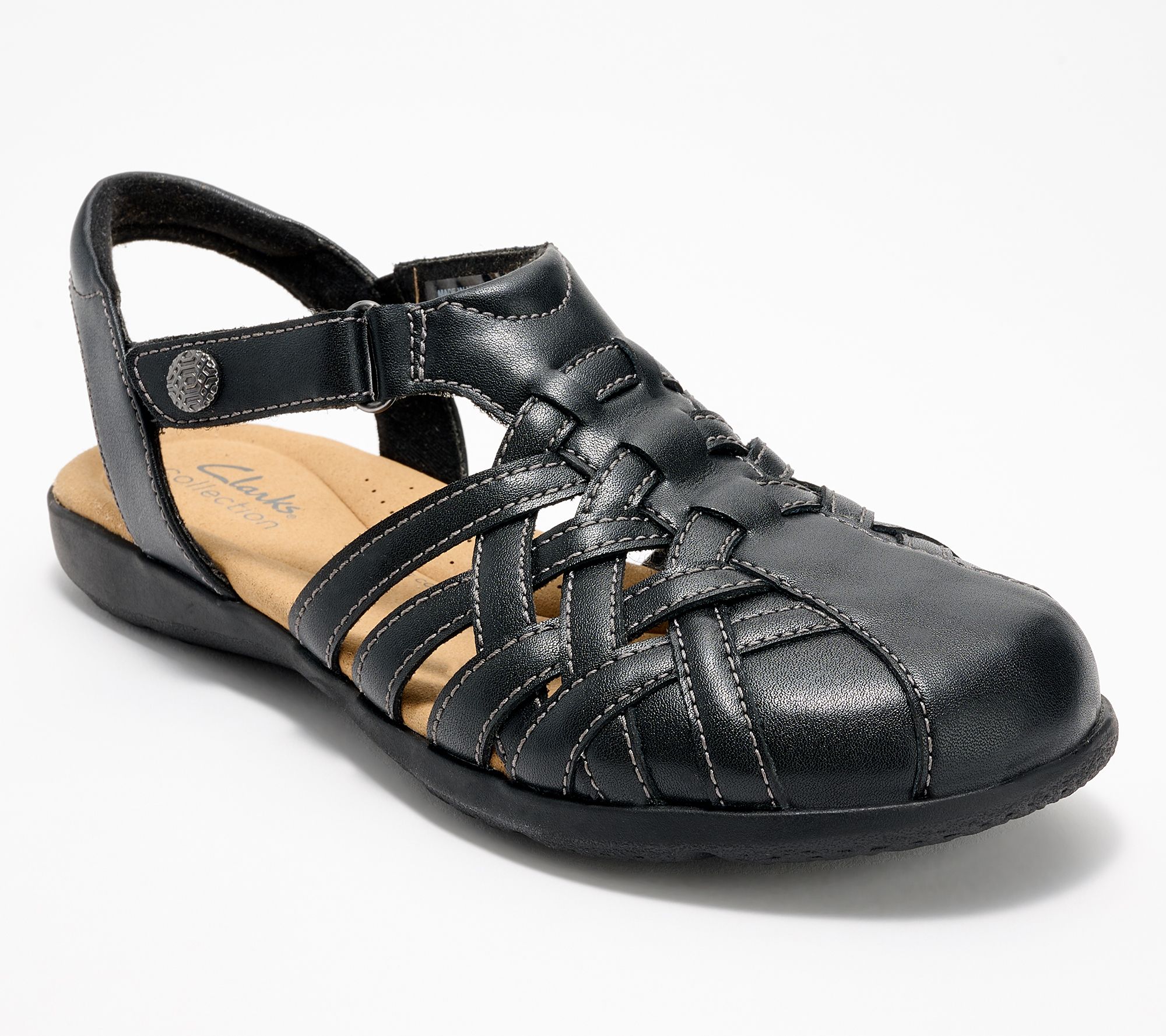 "As Is" Clarks Collection Fisherman Leather Sandals -Elizabelle Mia