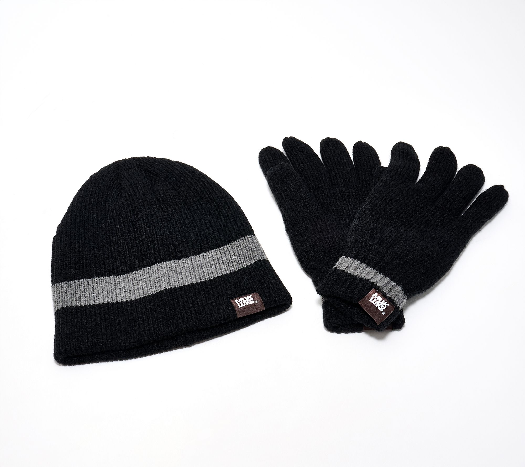 MUK LUKS Men's Knit Hat & Gloves Set Set