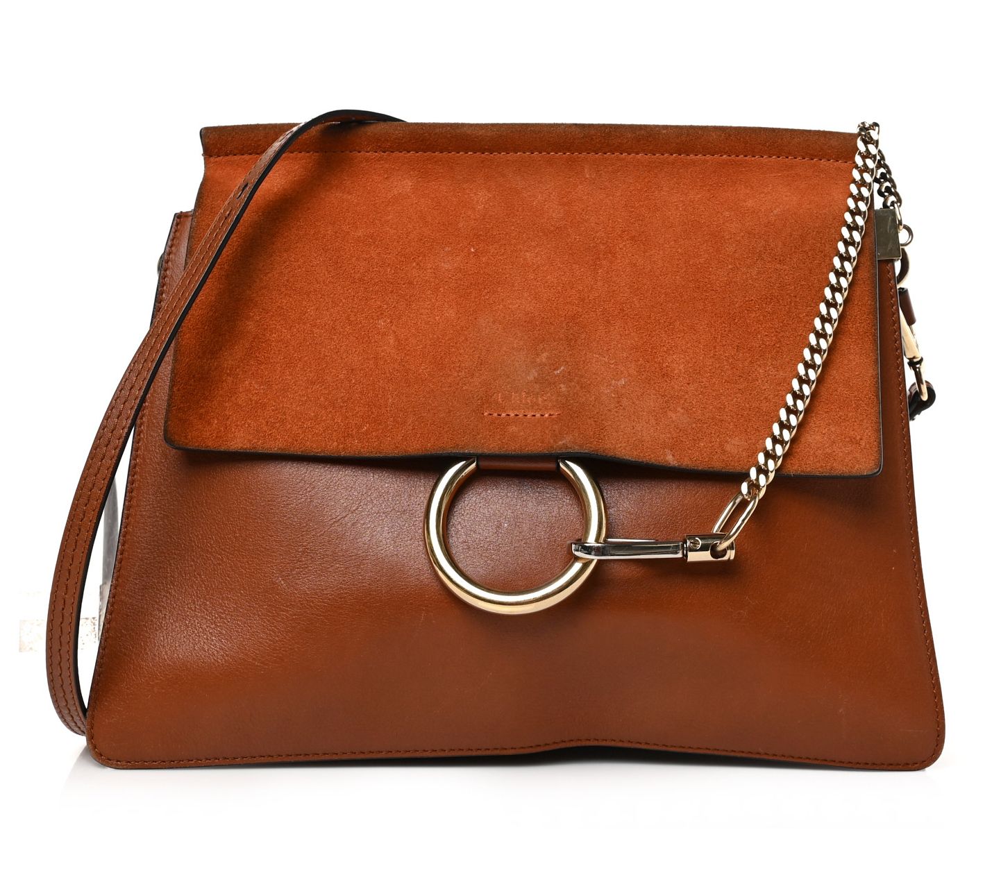 Pre-Owned Chloe Calfskin Mini Faye Day Shoulder Bag Brown