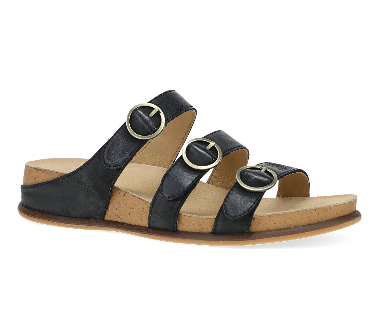 Dansko Campbell Black Burnished Nappa Leather Sandal
