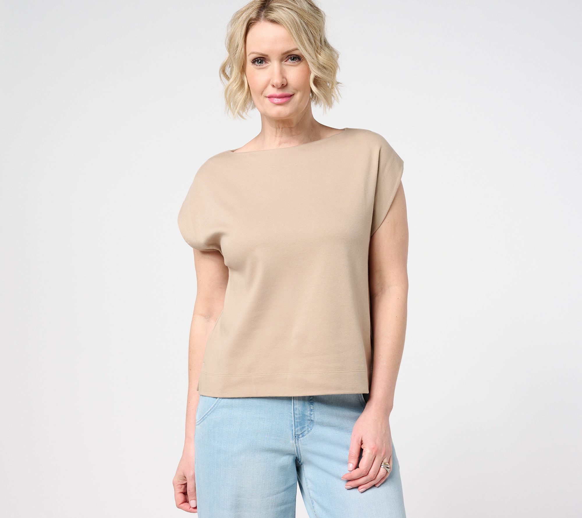 "As Is" Carla Rockmore Collection 100% Cotton Jersey Boat Neck Top