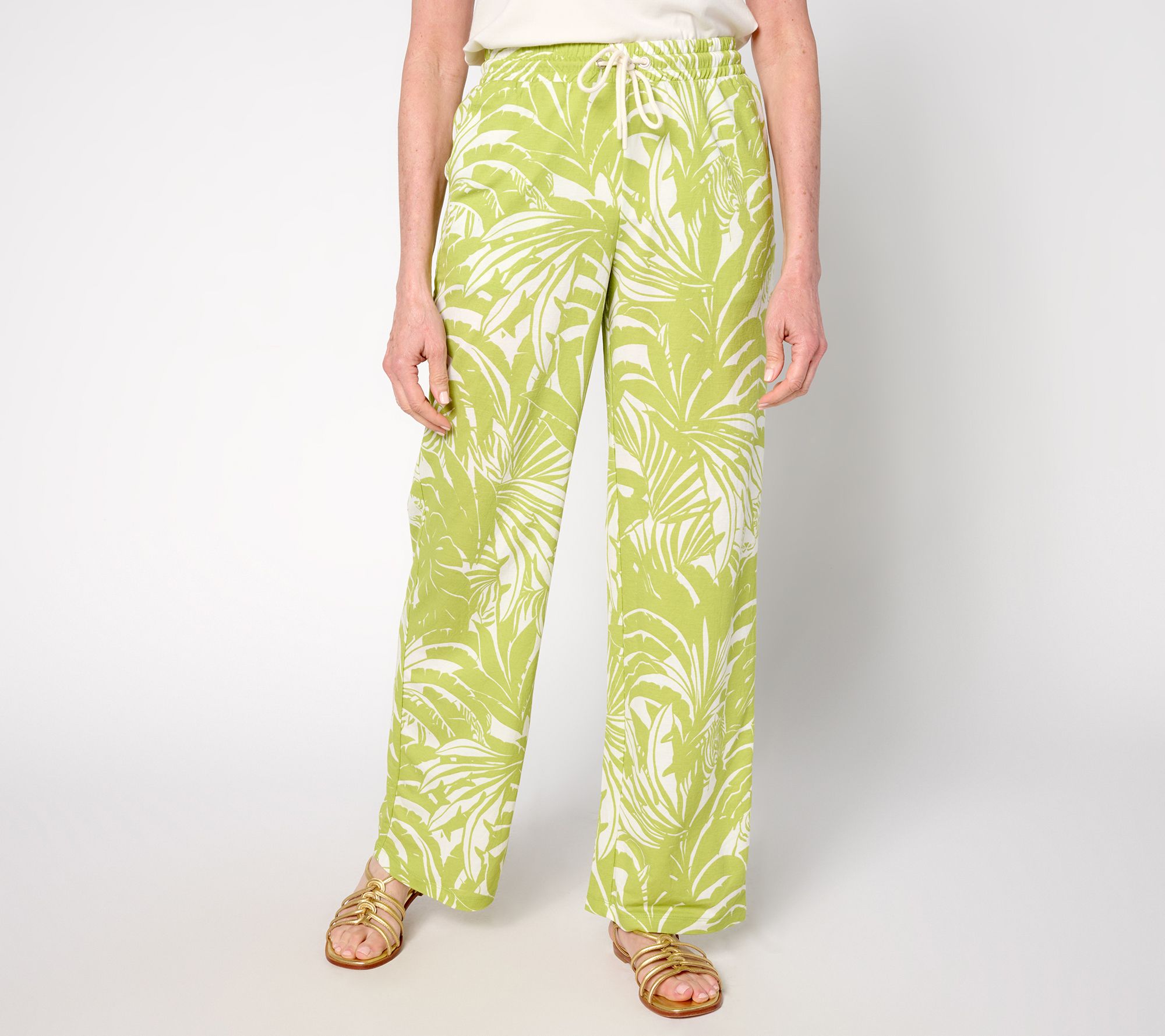 "As Is" Belle by Kim Gravel Petite Cabana Knit FullLength Beach Pants