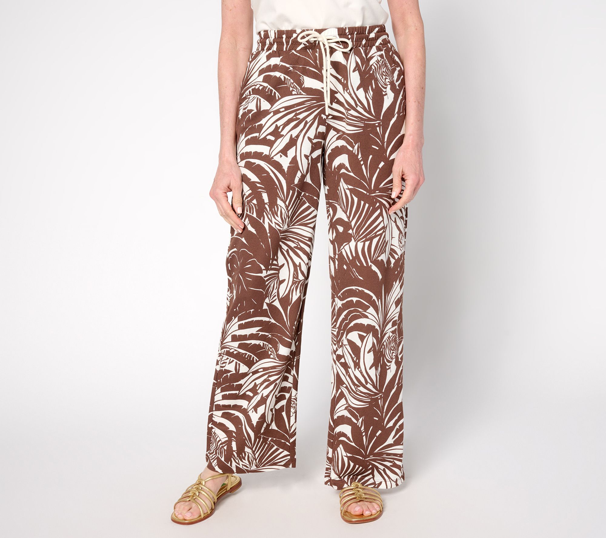 "As Is" Belle by Kim Gravel Petite Cabana Knit FullLength Beach Pants