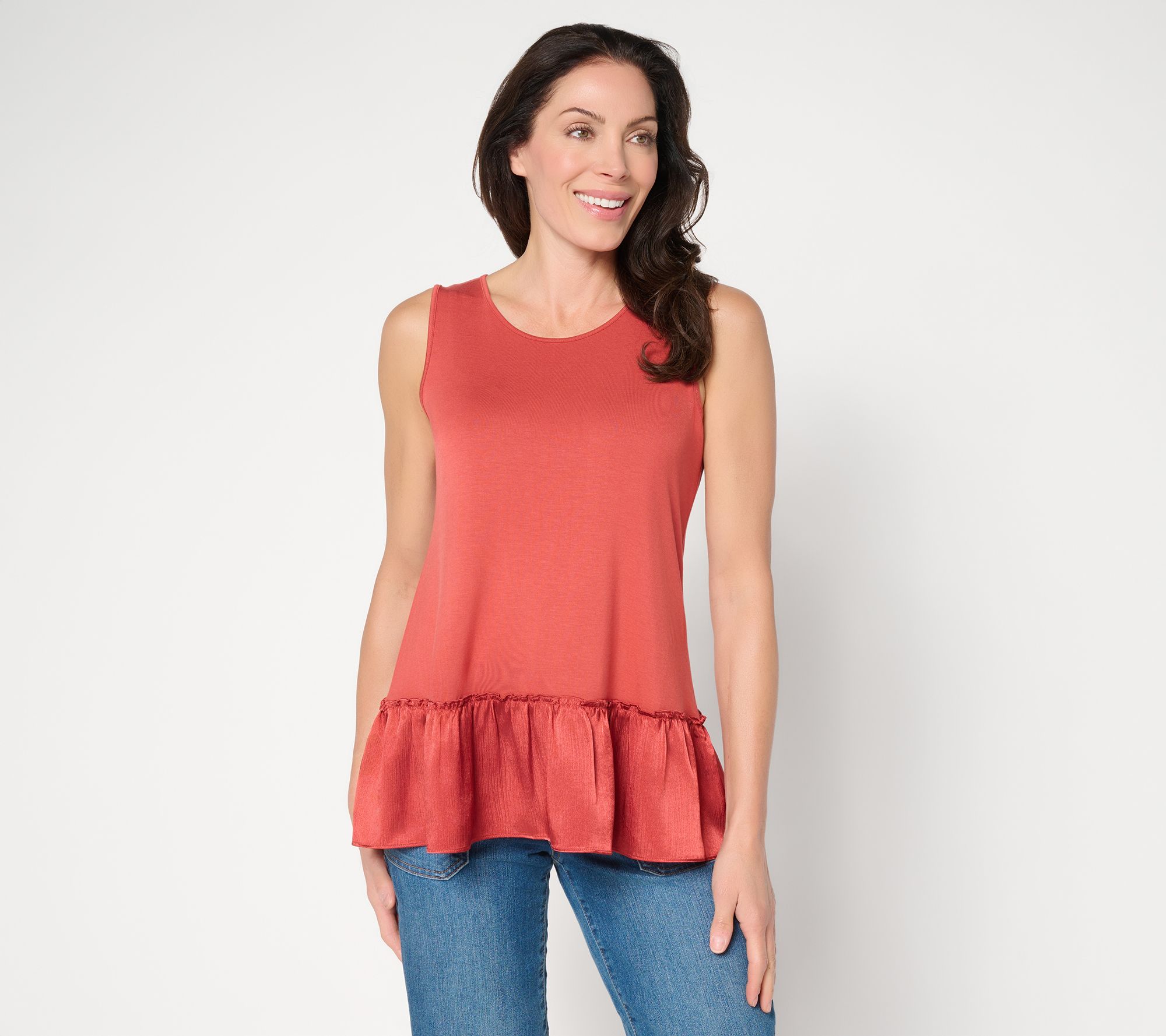  LOGO Layers by Lori Goldstein Tank with Satin Crinkle Hem