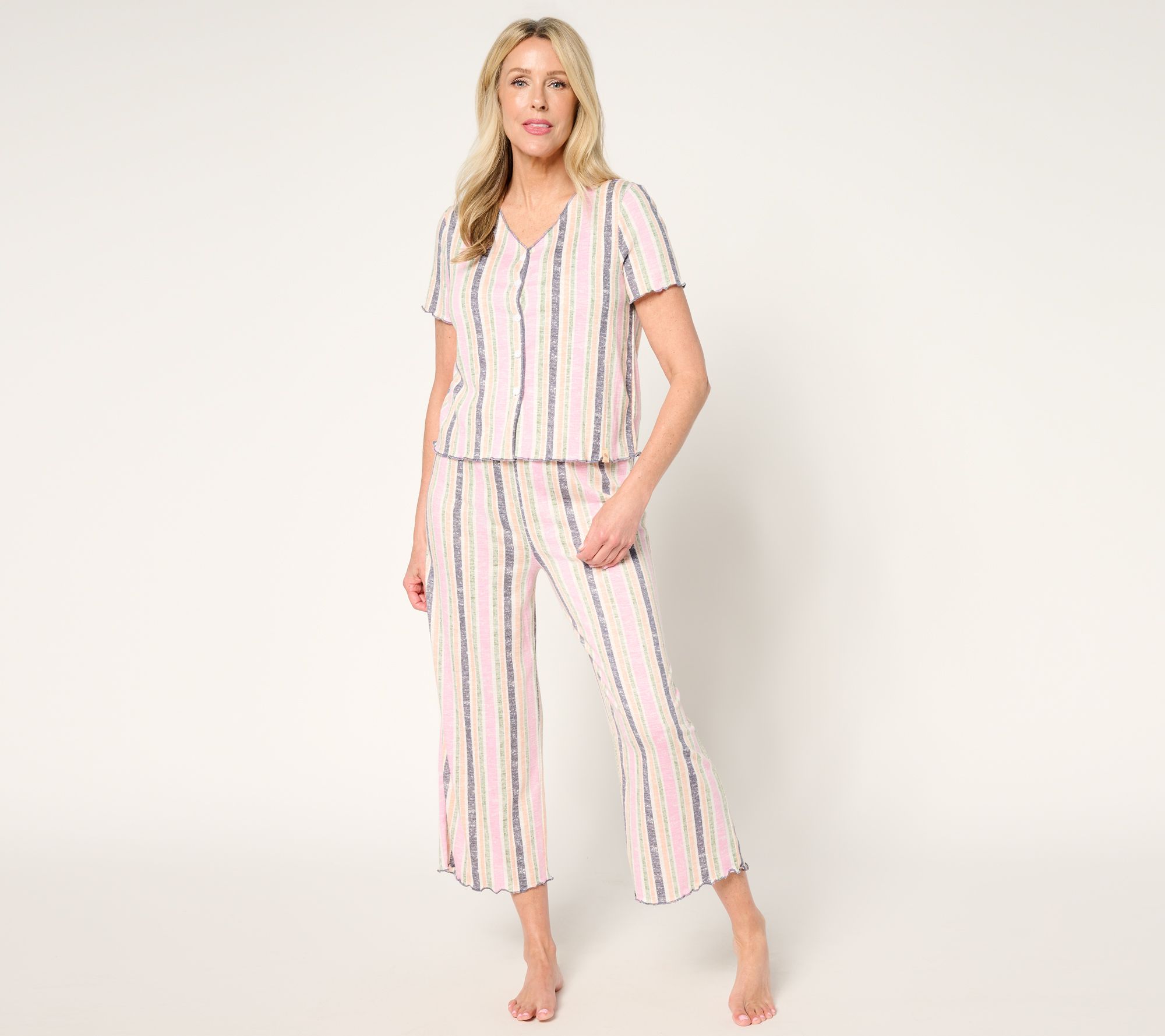 "As Is" Sunday Brunch Crinkle Jersey Short Sleeve & Cropped Pant