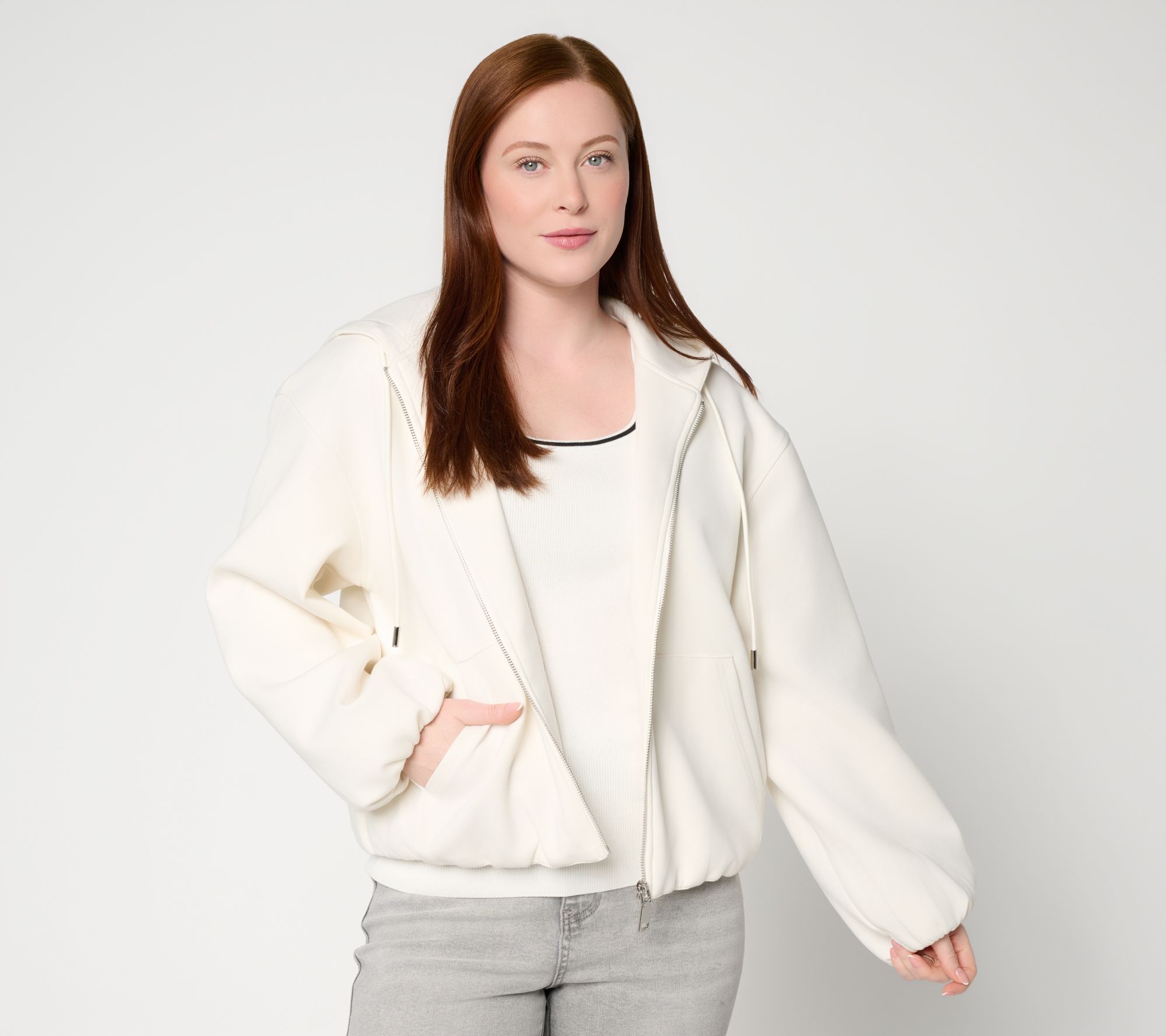 RM Studio x Rebecca Minkoff Sponge Knit Zip Front Hoodie