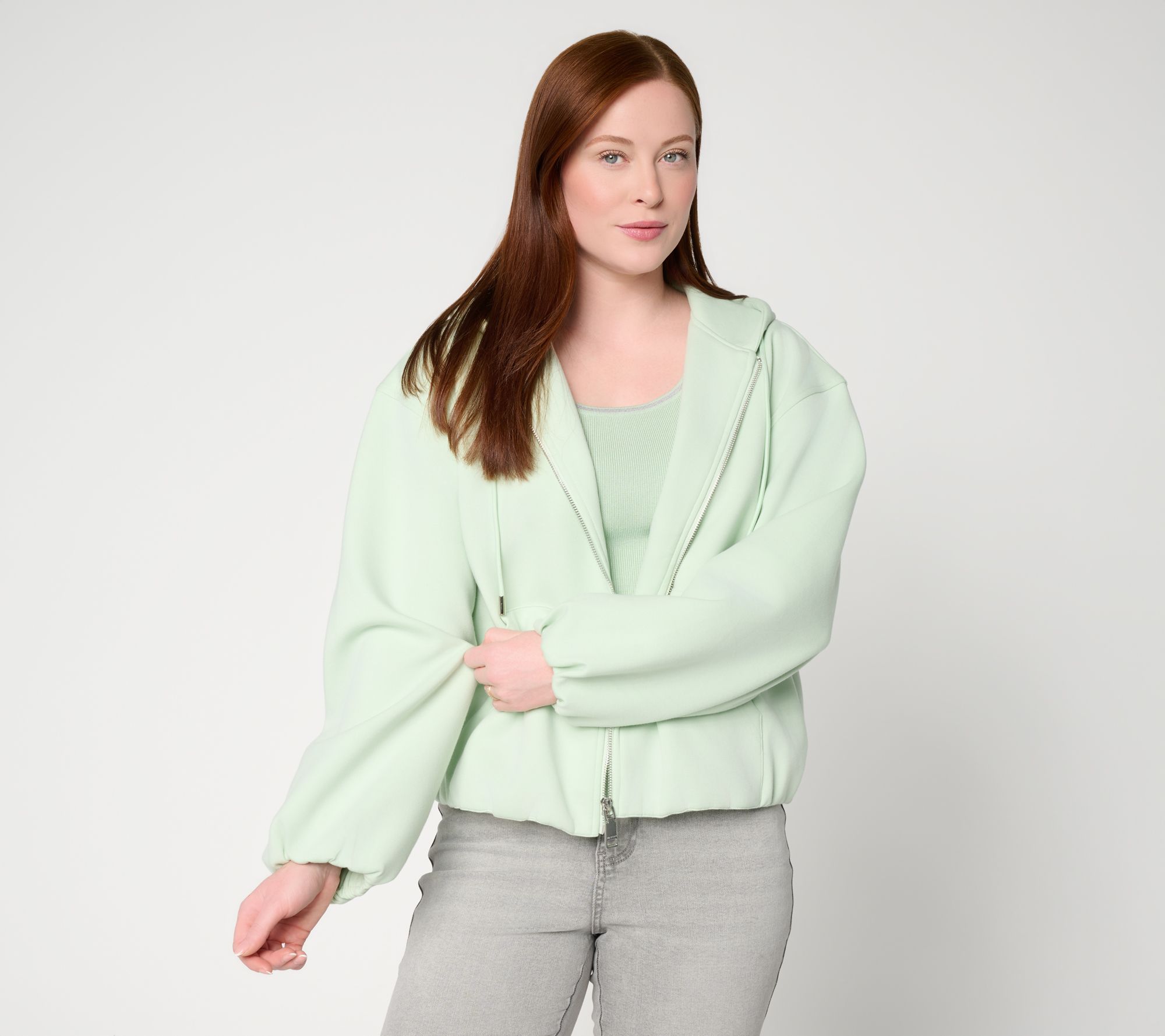 RM Studio x Rebecca Minkoff Sponge Knit Zip Front Hoodie