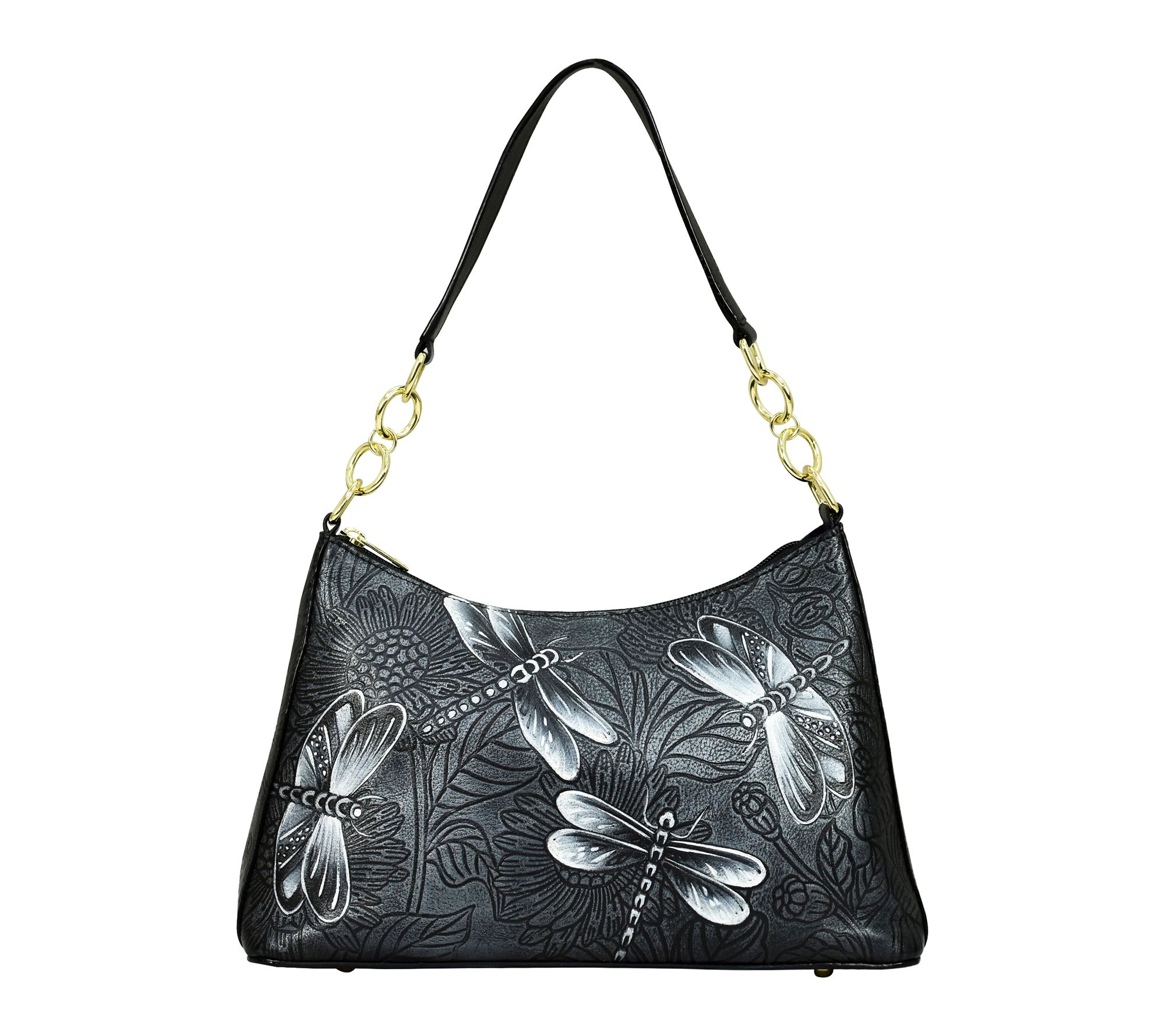 Anushcka Painted Leather Zip-Top Shoulder Hobo