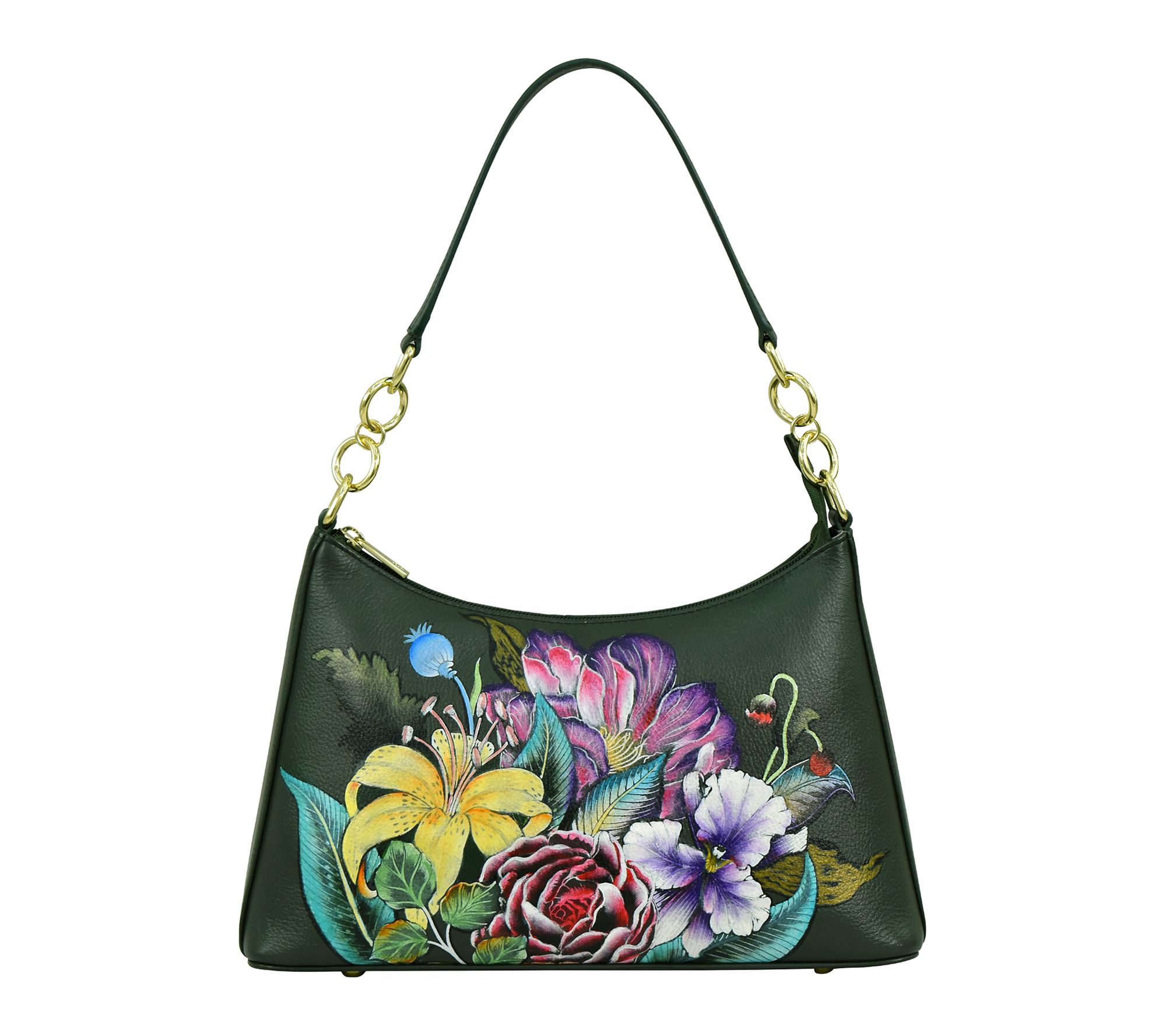 Anushcka Painted Leather Zip-Top Shoulder Hobo