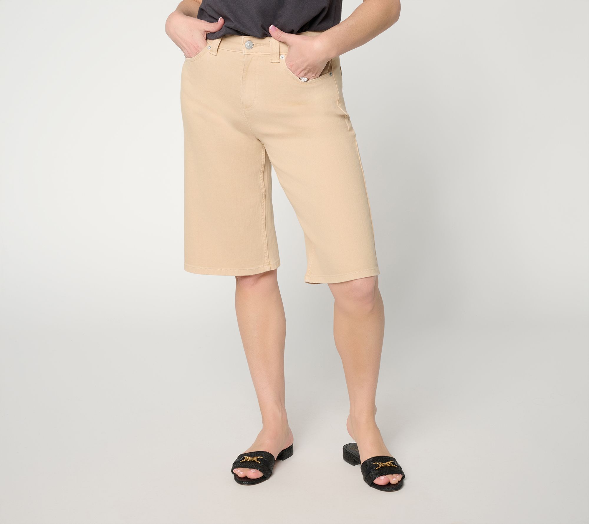 LOGO by Lori Goldstein Petite Color Denim Long Shorts